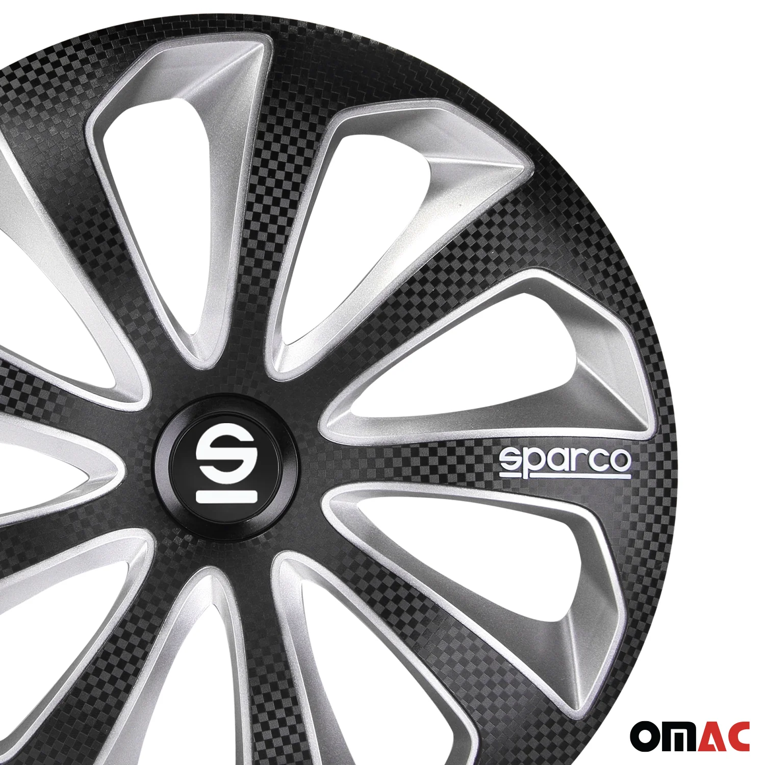 Radkappen Radzierblenden Sparco Sicilia 15" Zoll Auto Schwarz Carbon Silber 4x - Image 8
