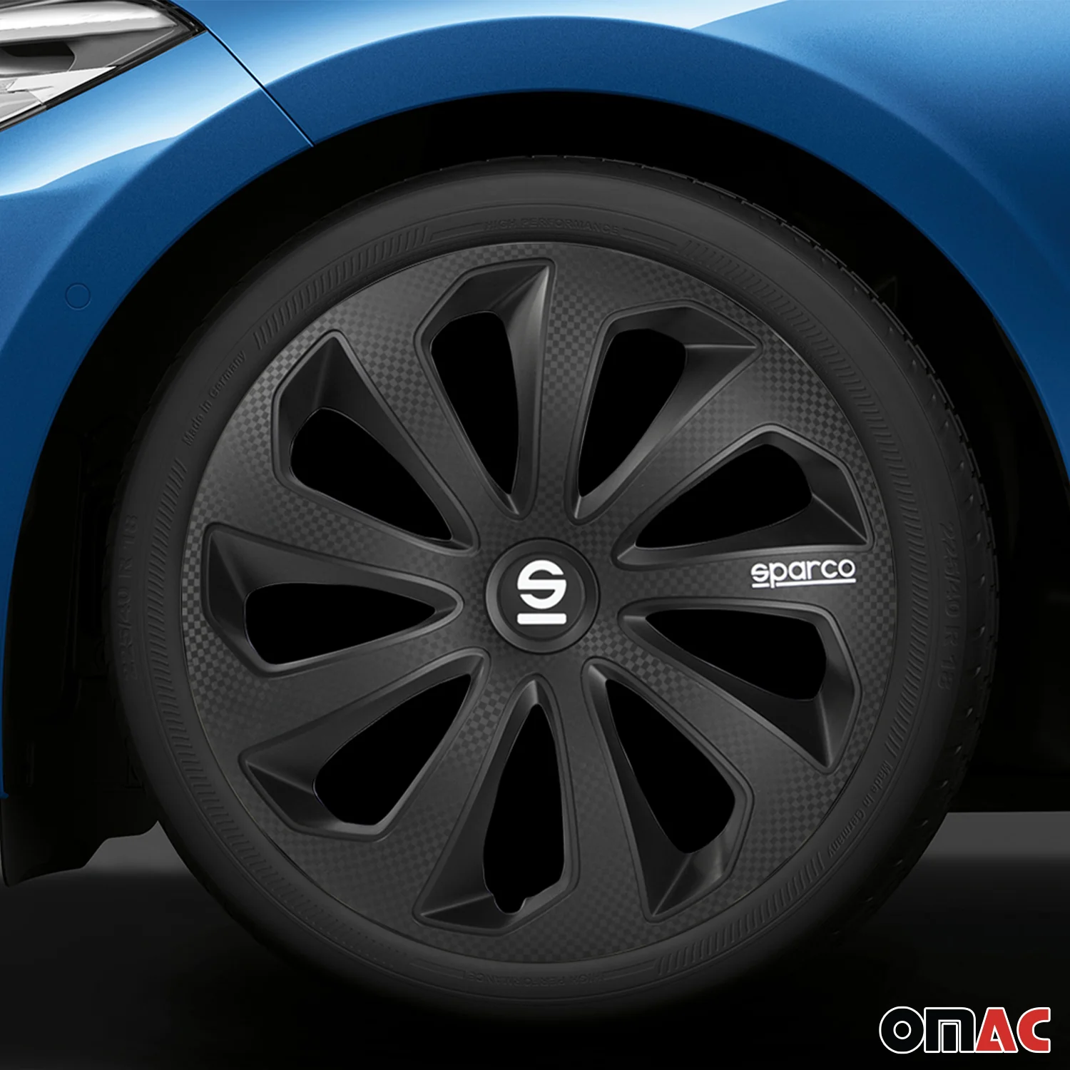 Radkappen Radzierblenden Sparco Sicilia 16" Zoll Abdeckung Set Schwarz Carbon 4x - Image 2