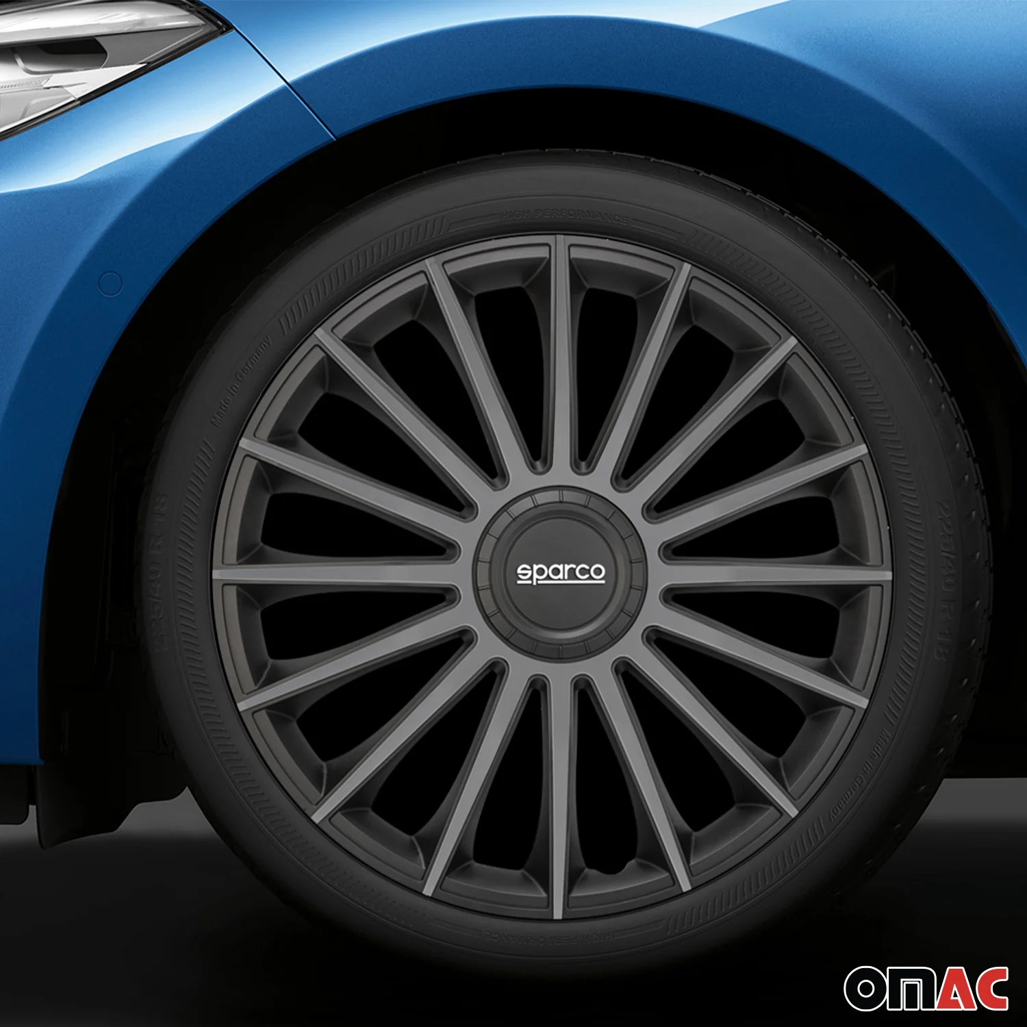 Radkappen Radzierblenden Sparco Treviso 14" Zoll Abdeckung Set Schwarz Grau 4x - Image 2