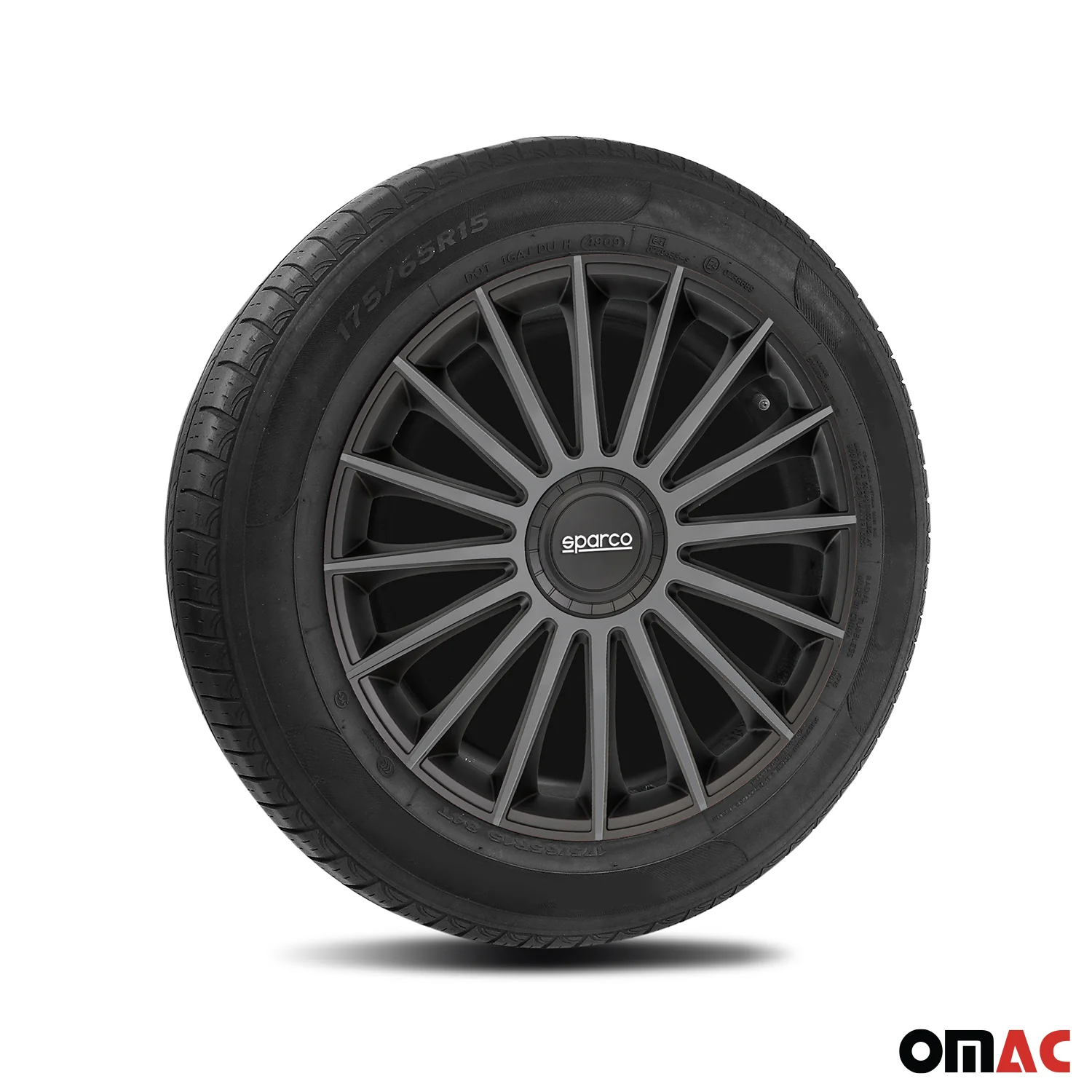 Radkappen Radzierblenden Sparco Treviso 15" Zoll Abdeckung Set Schwarz Grau 4x - Image 5