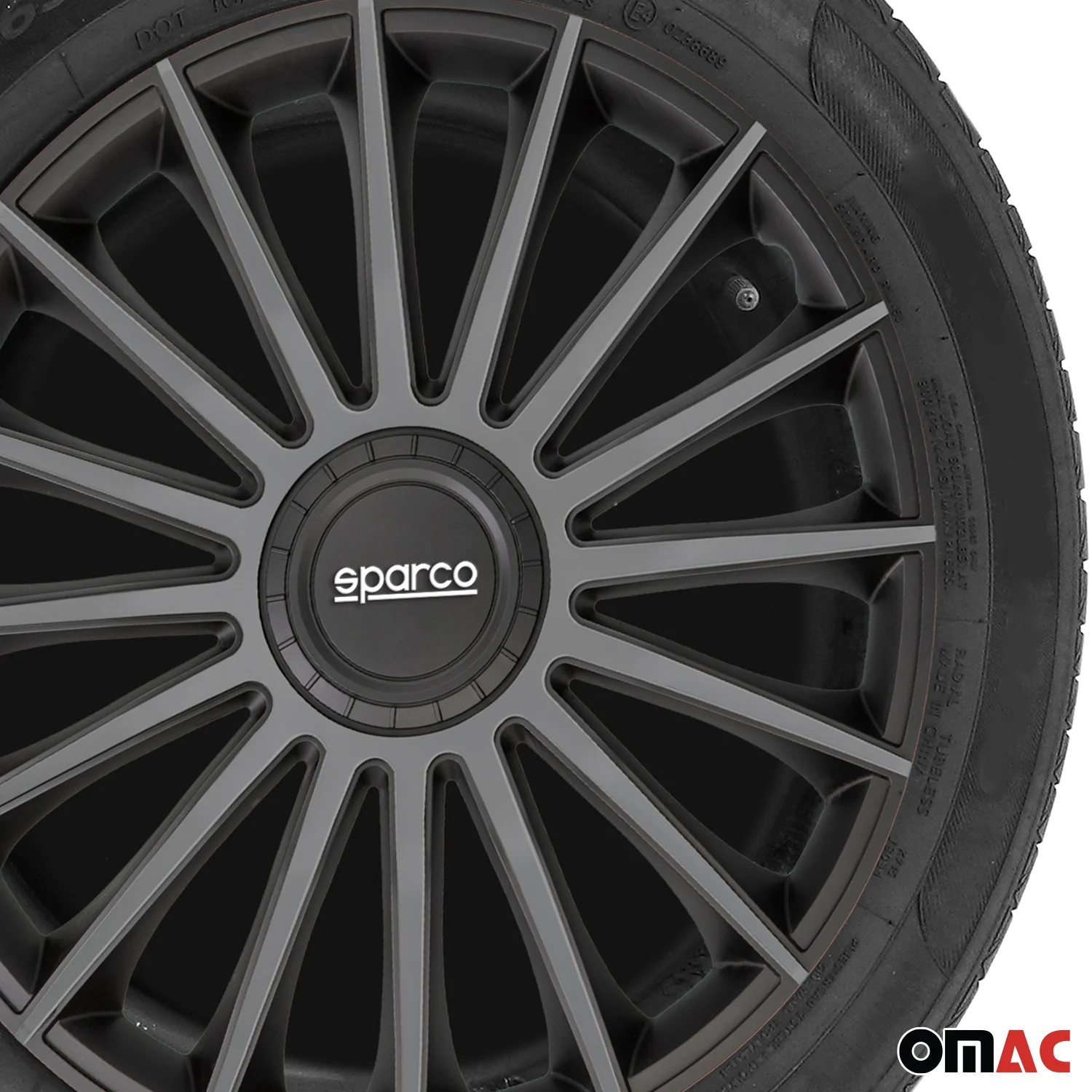 Radkappen Radzierblenden Sparco Treviso 15" Zoll Abdeckung Set Schwarz Grau 4x - Image 6