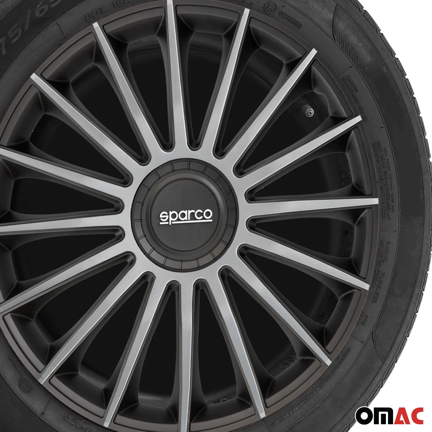 Radkappen Radzierblenden Sparco Treviso 15" Zoll Abdeckung Set Schwarz Silber 4x - Image 6