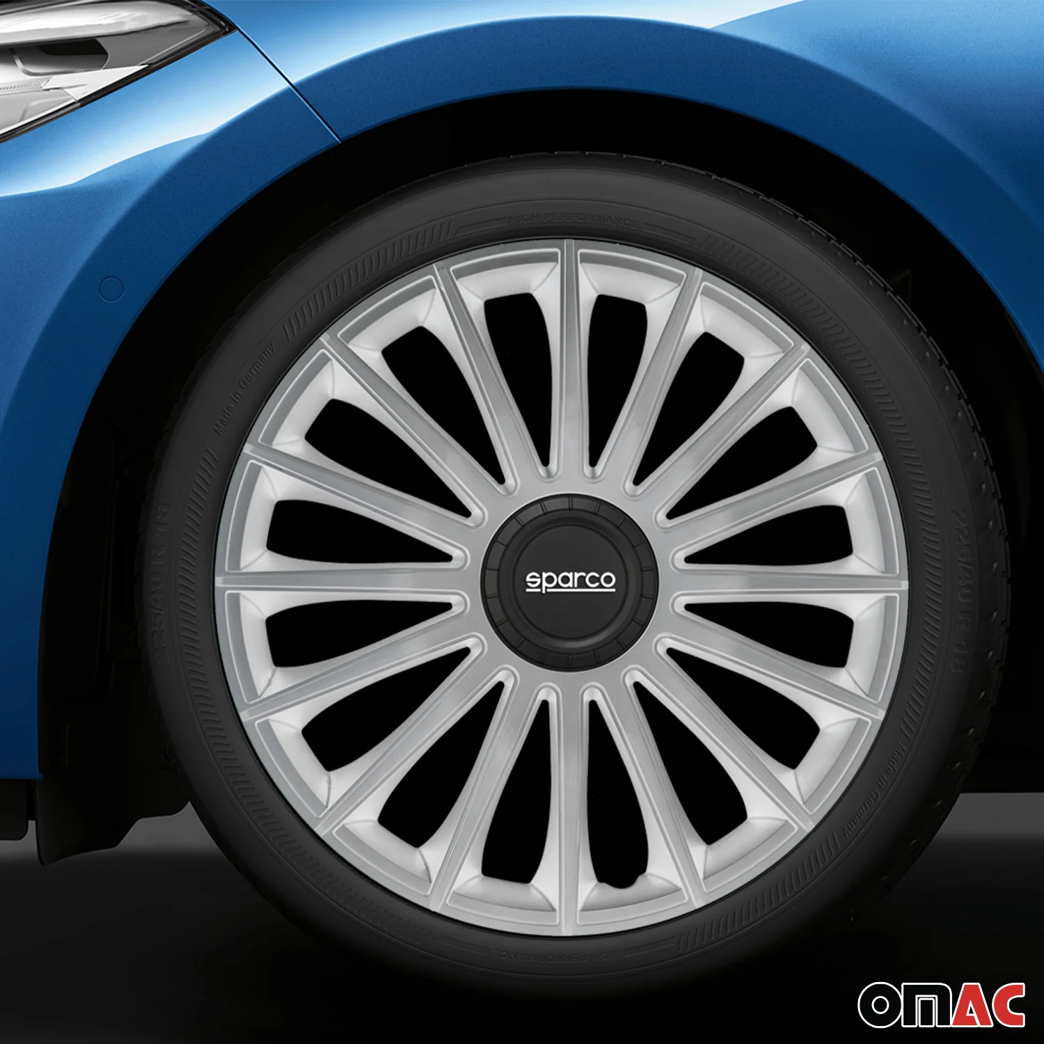 Radkappen Radzierblenden Sparco Treviso 15" Zoll Auto Abdeckung Set Silber 4x - Image 2