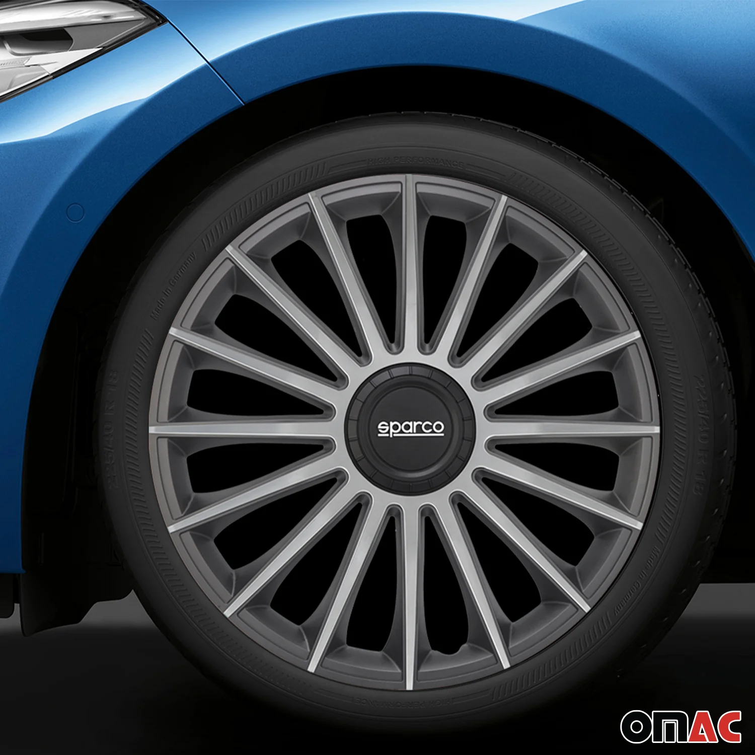 Radkappen Radzierblenden Sparco Treviso 16" Zoll Abdeckung Set Grau Silber 4x - Image 2