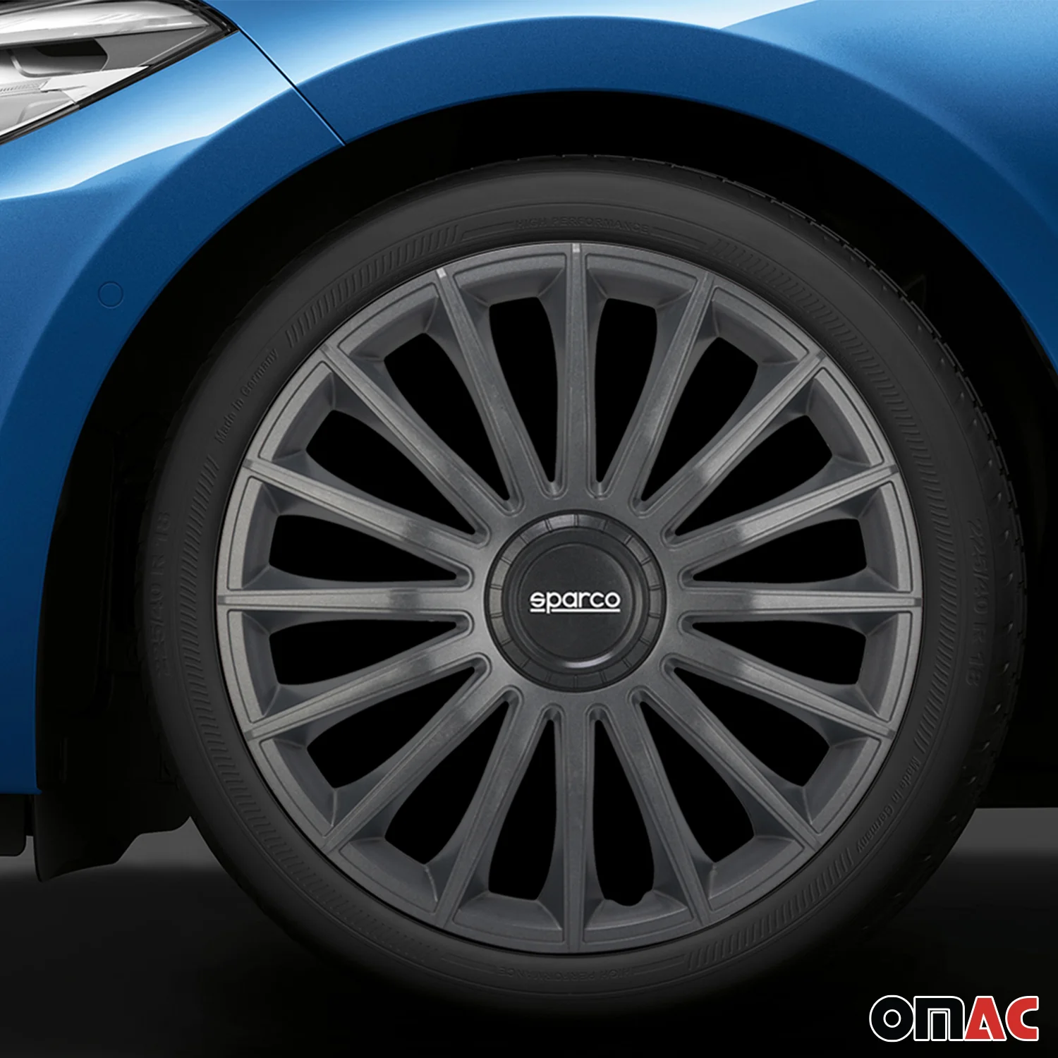 Radkappen Radzierblenden Sparco Treviso 16" Zoll Auto Abdeckung Set Grau 4x - Image 2