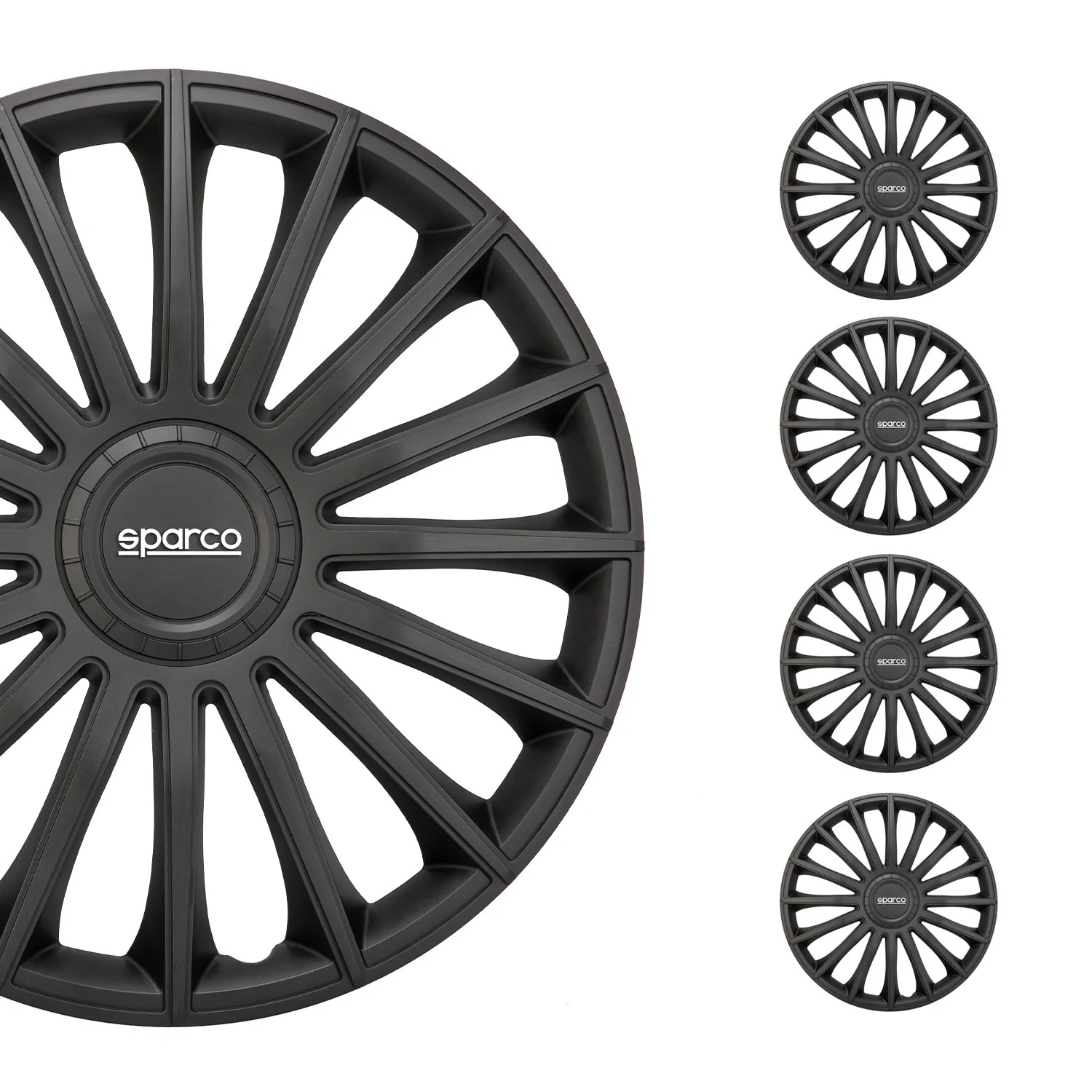 Radkappen Radzierblenden Sparco Treviso 16" Zoll Auto Abdeckung Set Schwarz 4x