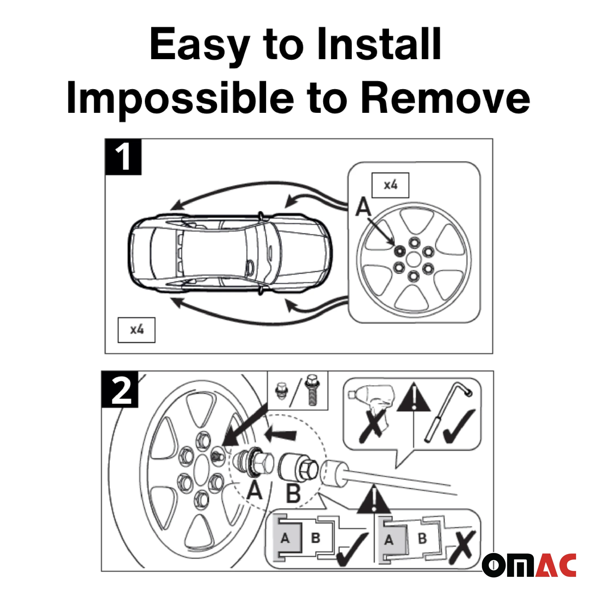 Radschloss Radschrauben Satz für Opel Antara 2006-2017 Schwarz 4x M12X1.5 - Image 10