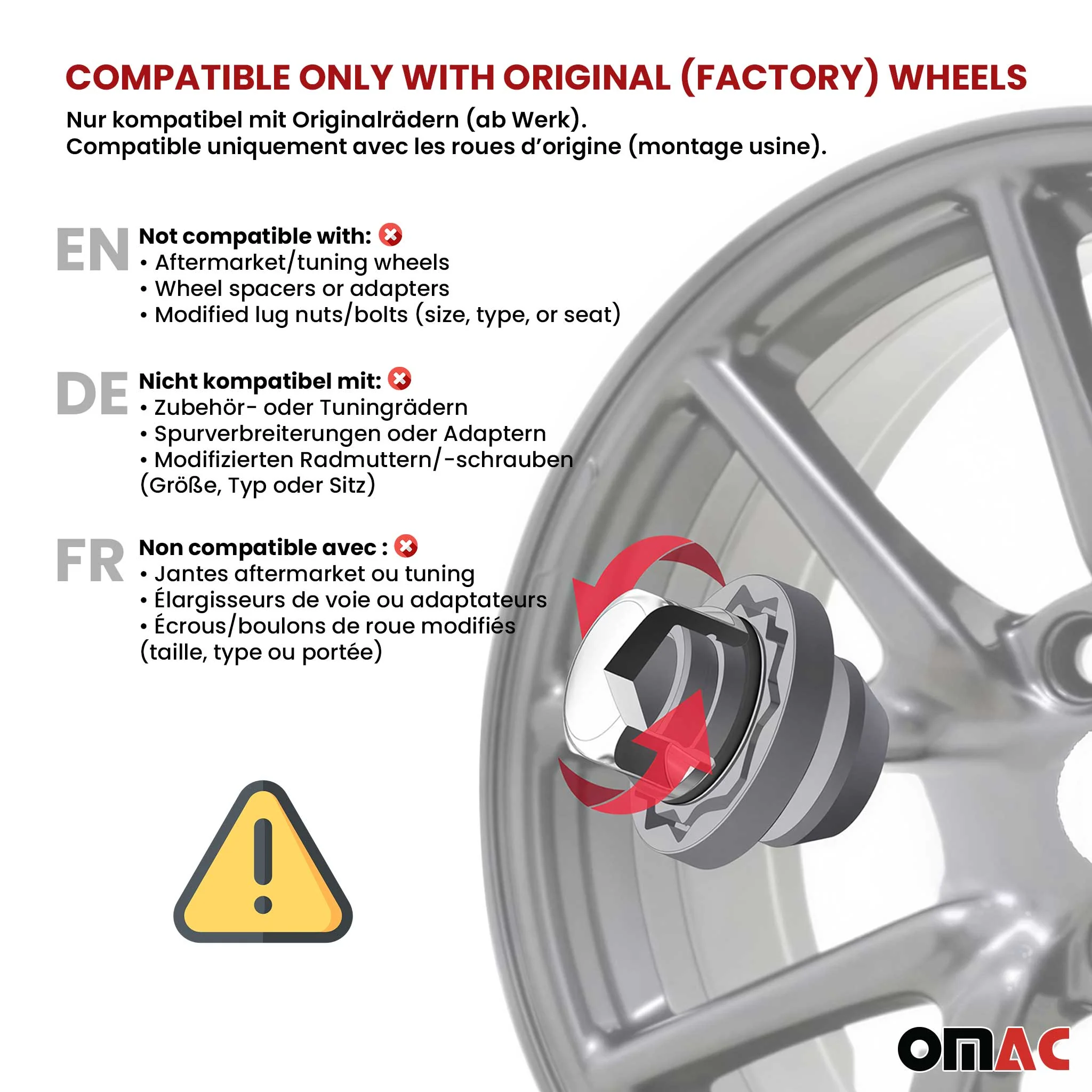 Radschloss Satz für Hyundai Coupe/ Accent ab 2002 Felgenschloss Silber M12X1.5 - Image 4