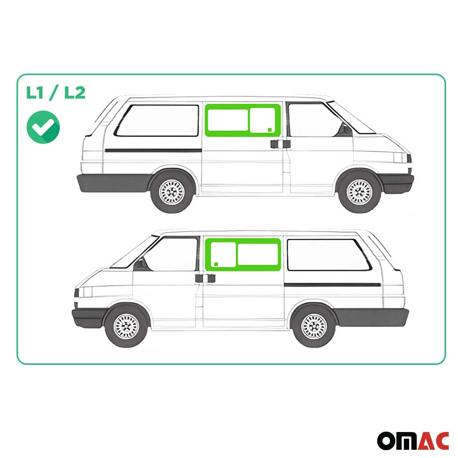 Schiebefenster für VW T4 Transporter 1990-2003 Schwarz Links Rechts Set 2x L1 L2 - Image 3
