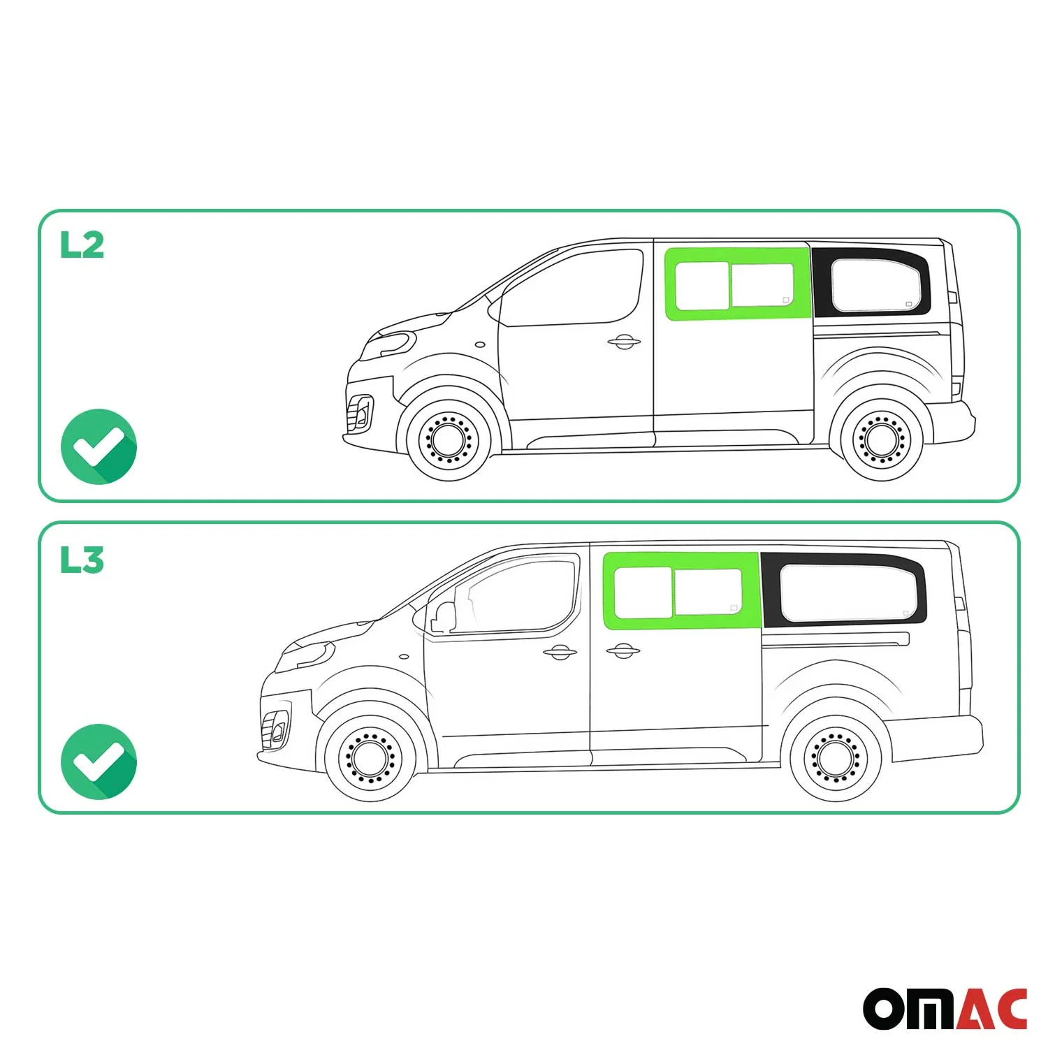 Schiebefenster Seitenfenster für Citroen Jumpy 2016-2026 Schwarz Links L2 L3 - Image 3