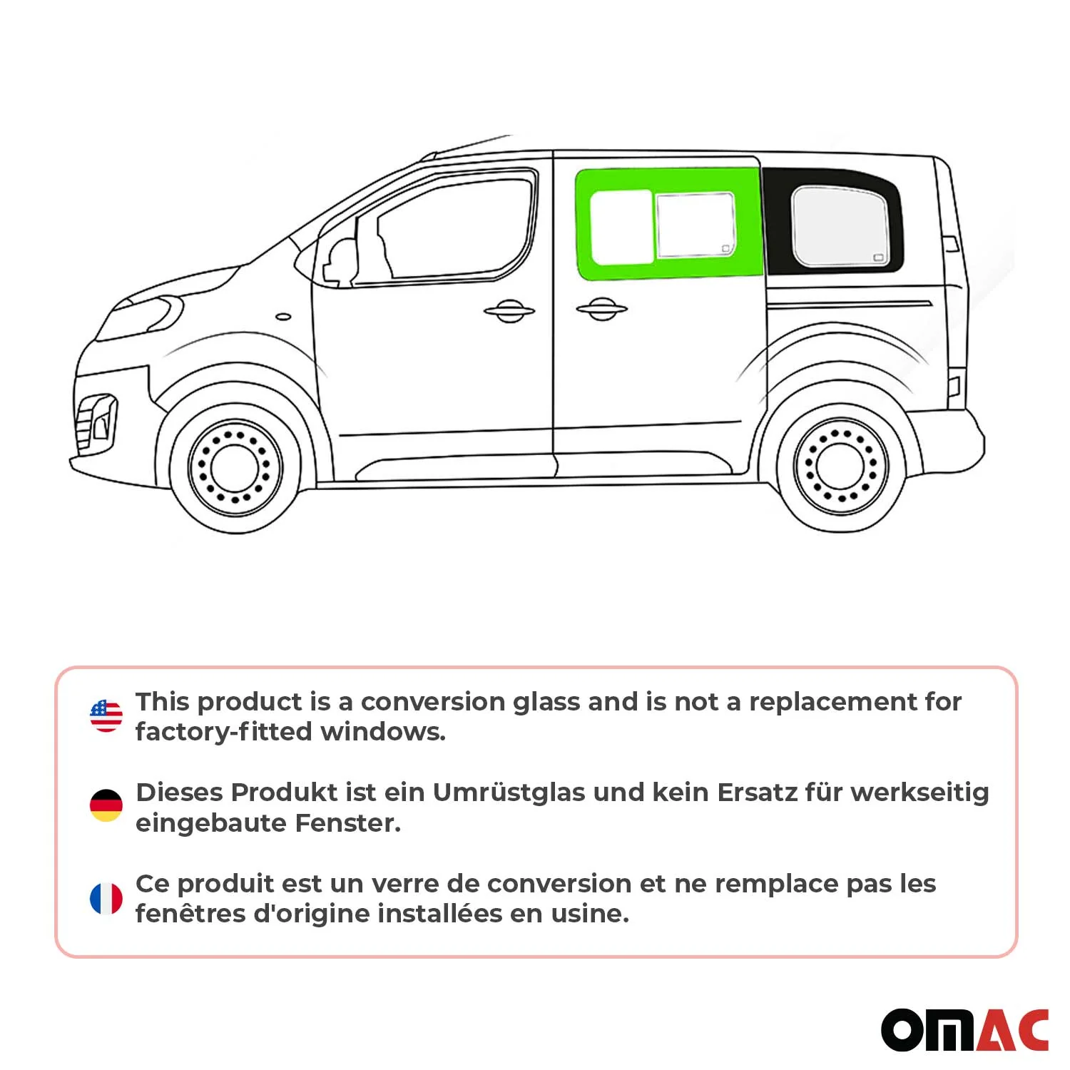 Schiebefenster Seitenfenster für Citroen SpaceTourer 2016-2026 Schwarz Links L1 - Image 2