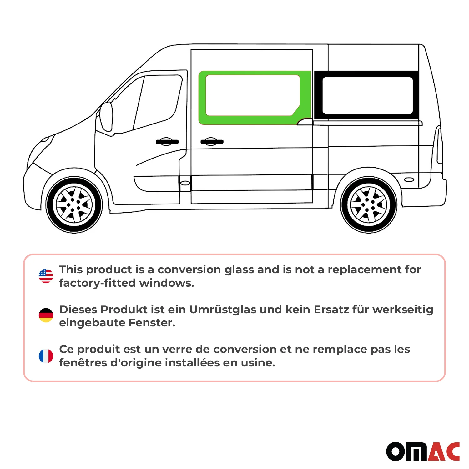 Seitenfenster Auto Fenster für Opel Movano 2010–2021 Schiebetür Vorne Links L1 - Image 2