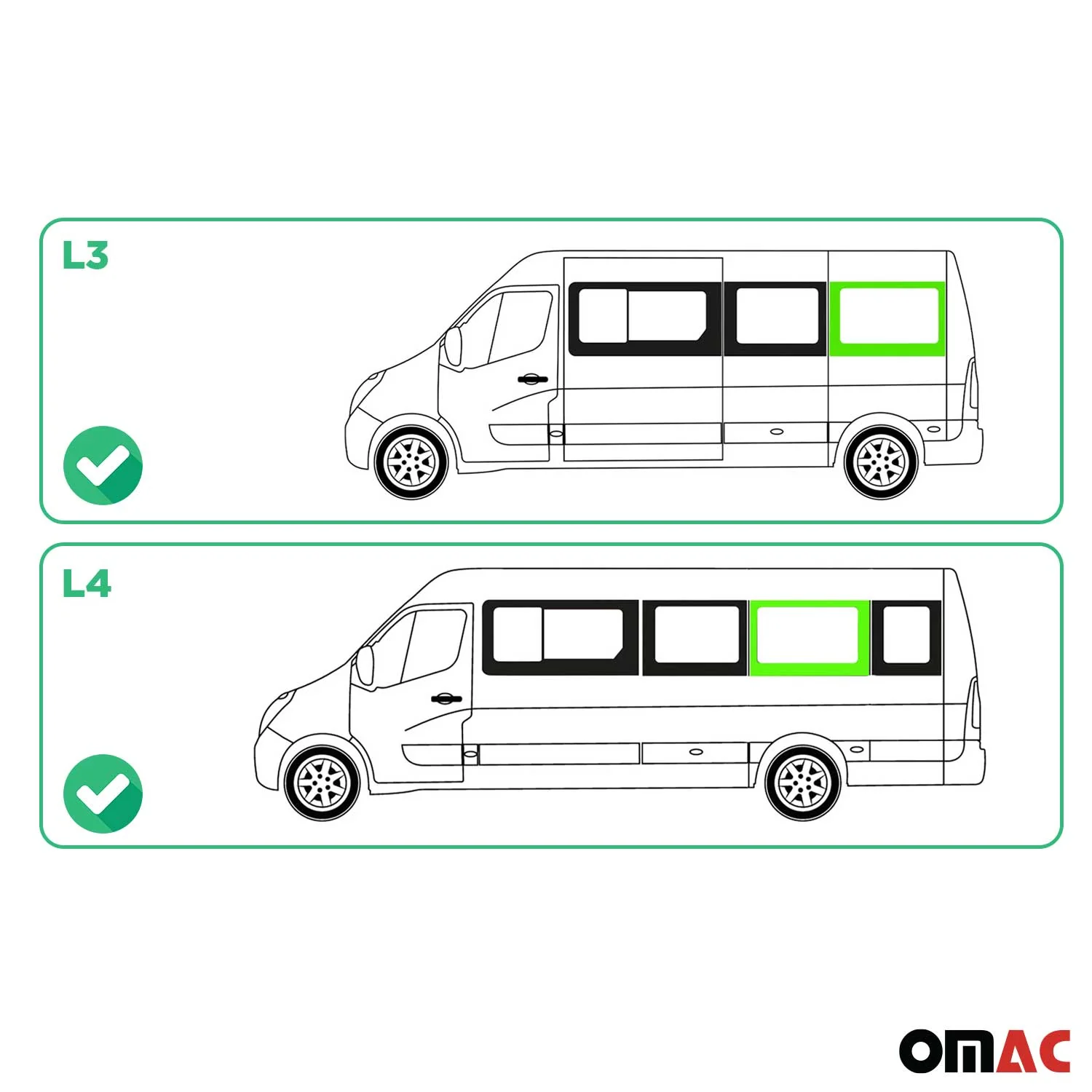 Seitenfenster Auto für Renault Master 2010-2024 Links L3 Mittel L4 Mitte vorne - Image 3