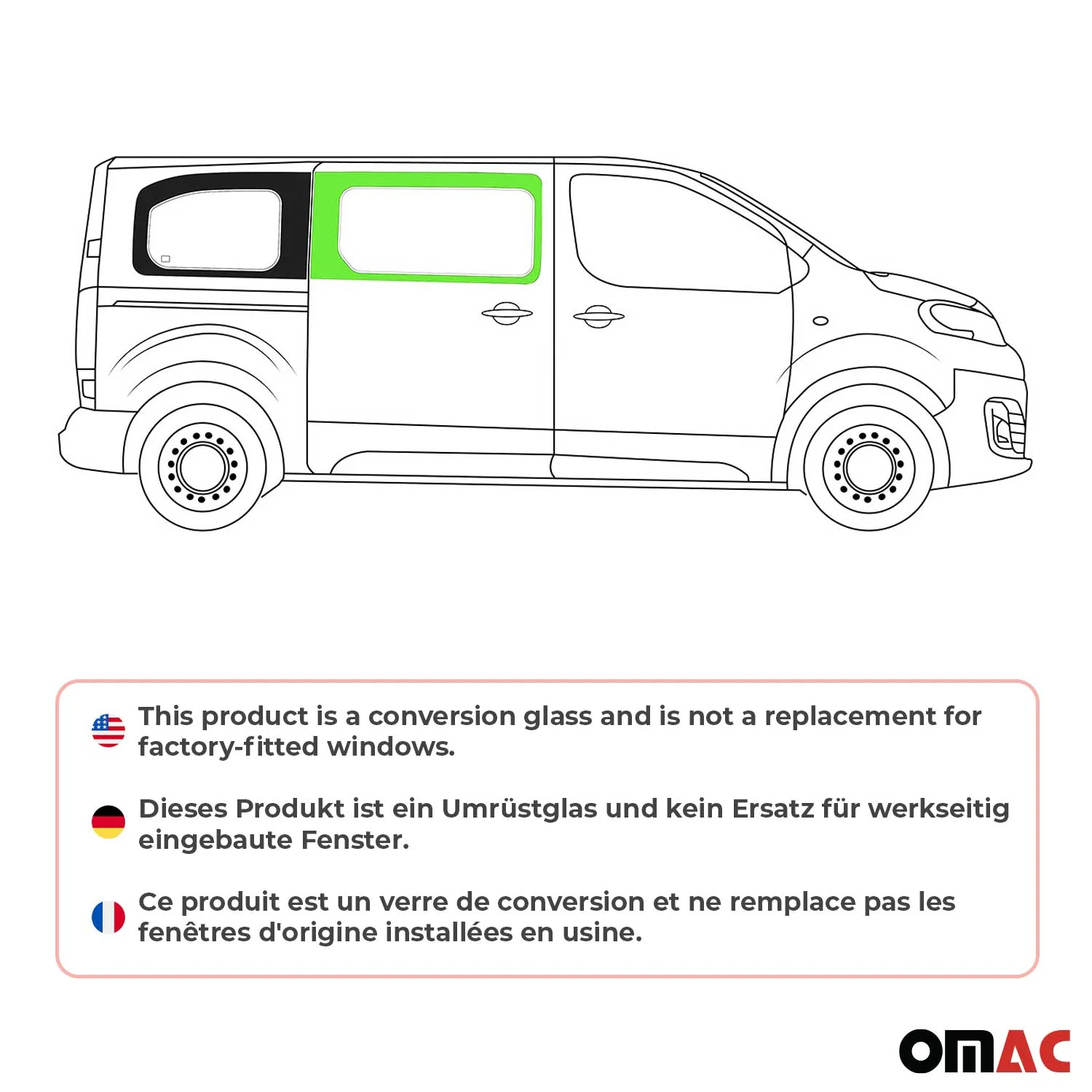 Seitenfenster Auto Fenster für Citroen Jumpy 2016-2026 Schiebetür Rechts L2 L3 - Image 2