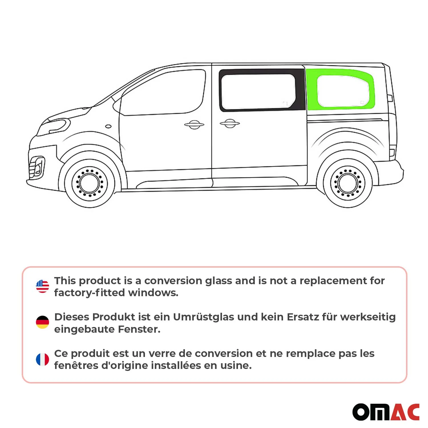 Seitenfenster Auto Fenster für Citroen SpaceTourer 2016-2026 Schwarz Links L2 - Image 2