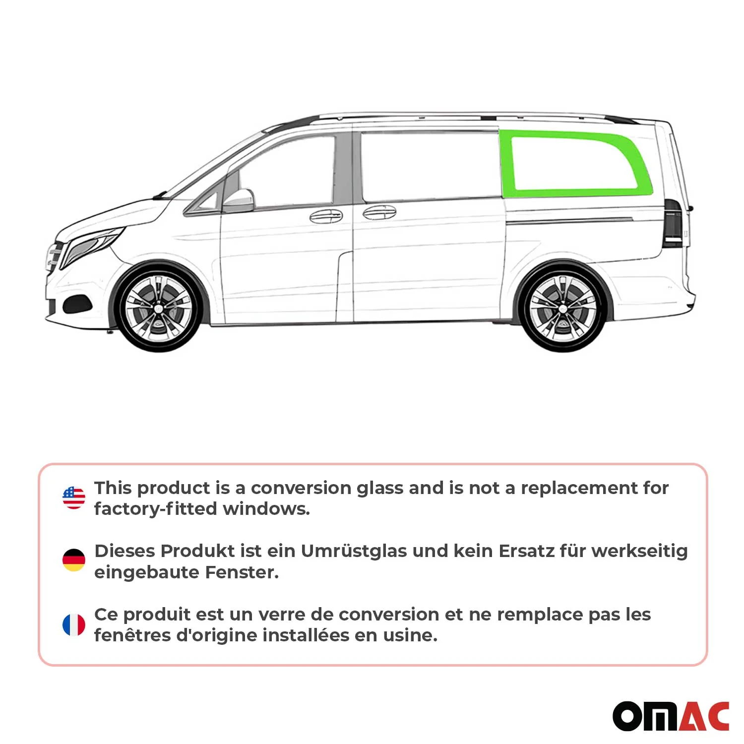 Seitenfenster Sicherheitsglas für Mercedes Vito W447 2014-2026 Fenster Links L3 - Image 2