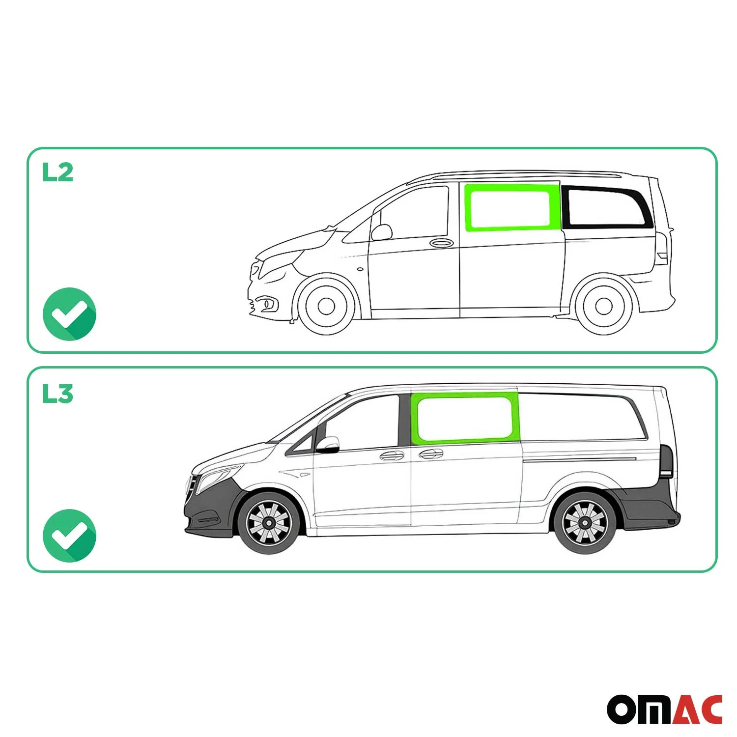 Seitenfenster Auto Fenster für Mercedes Vito W447 2014-2026 Links L2 L3 - Image 3