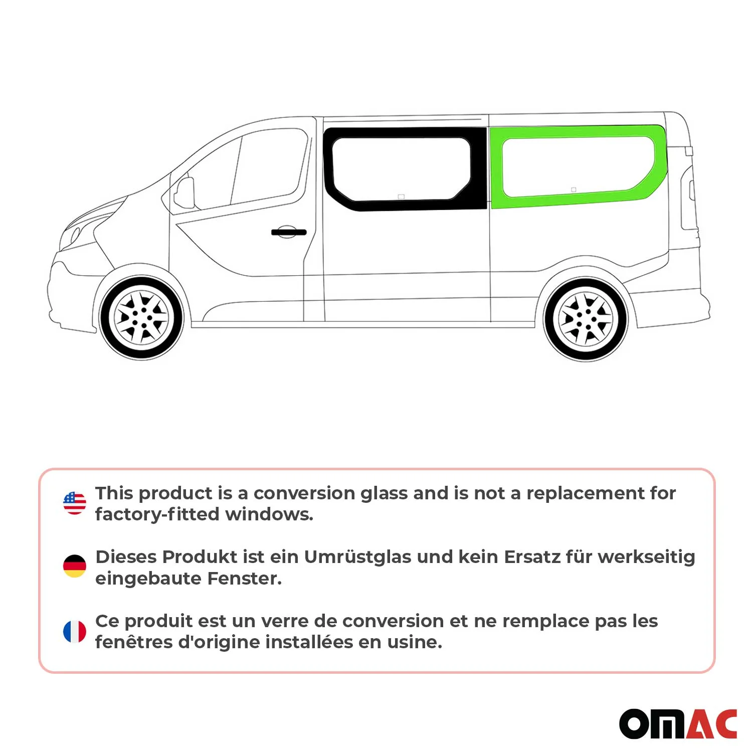 Seitenfenster Auto Fenster für Nissan Primastar 2014-2024 Links Auto L2 Schwarz - Image 2