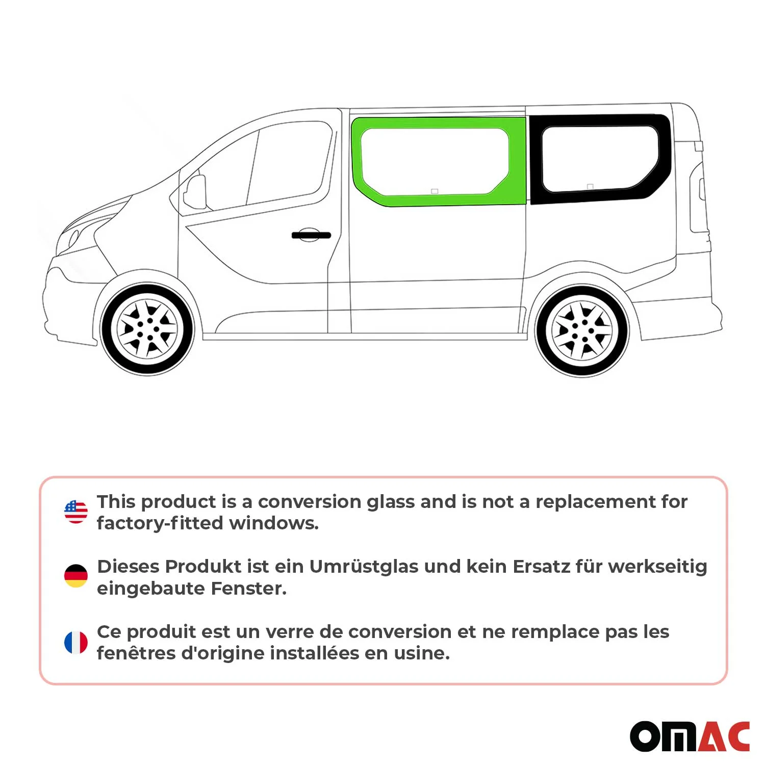 Seitenfenster Auto für Nissan Primastar 2022-2026 L1 L2 Kasten Links Schwarz - Image 2