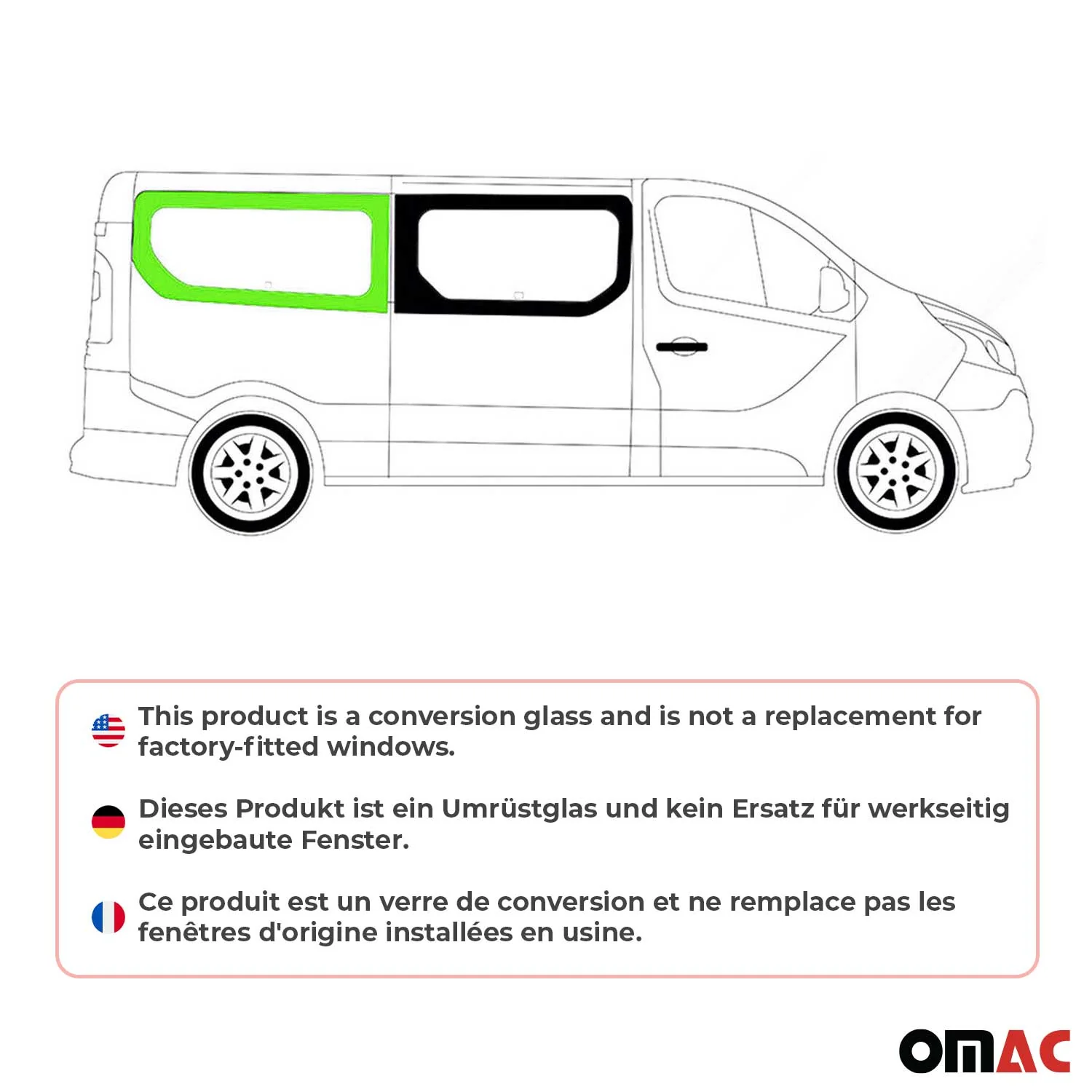 Seitenfenster Auto Fenster für Nissan Primastar 2014-2024 Rechts Auto L2 Schwarz - Image 2