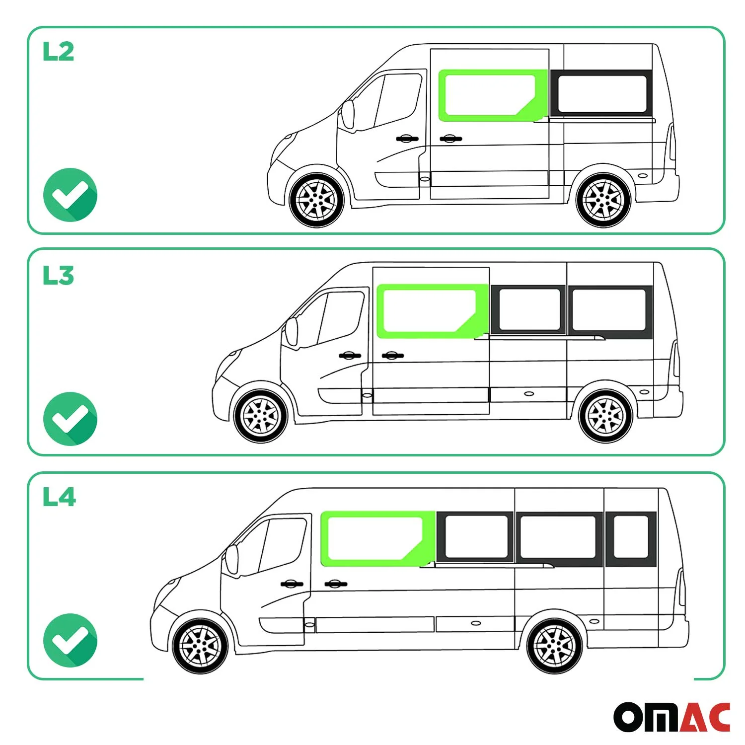 Seitenfenster Auto für Opel Movano 2010–2021 Recht Schiebetür L2 L3 L4 H2 - Image 3