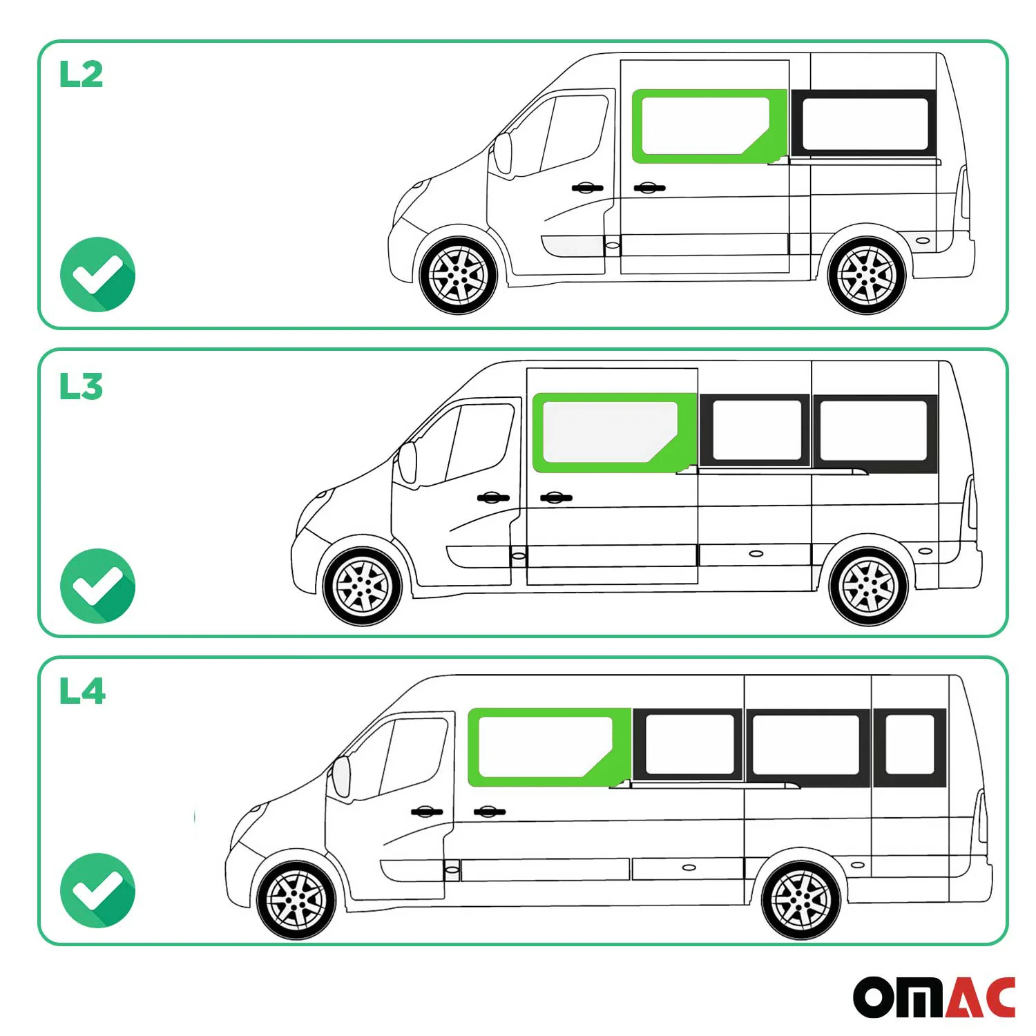 Seitenfenster Auto für Opel Movano 2010–2021 Schiebetür Links L2 L3 L4 H2 - Image 3