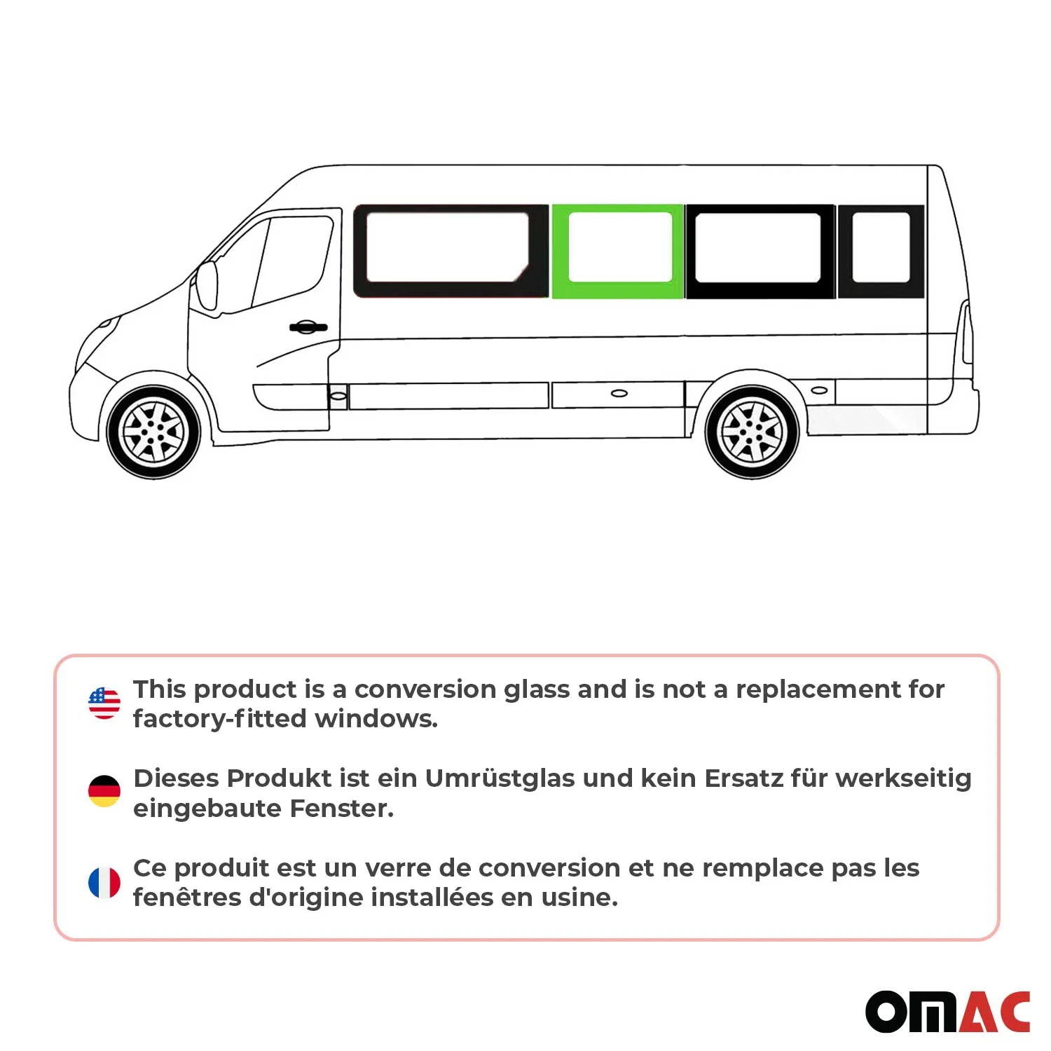Seitenfenster Fenster für Opel Movano 2010–2021 Ohne Schiebetür Links L3 L4 - Image 2
