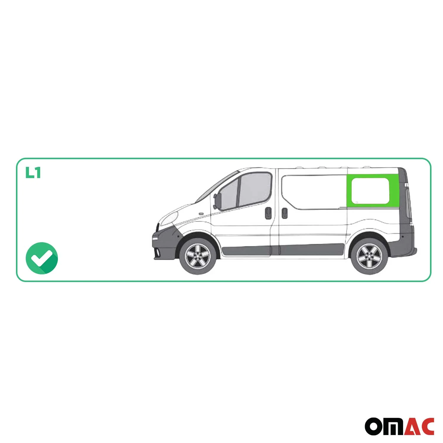 Seitenfenster Sicherheitsglas für Opel Vivaro 2001-2014 Schwarz Links L1 Kurzer - Image 3