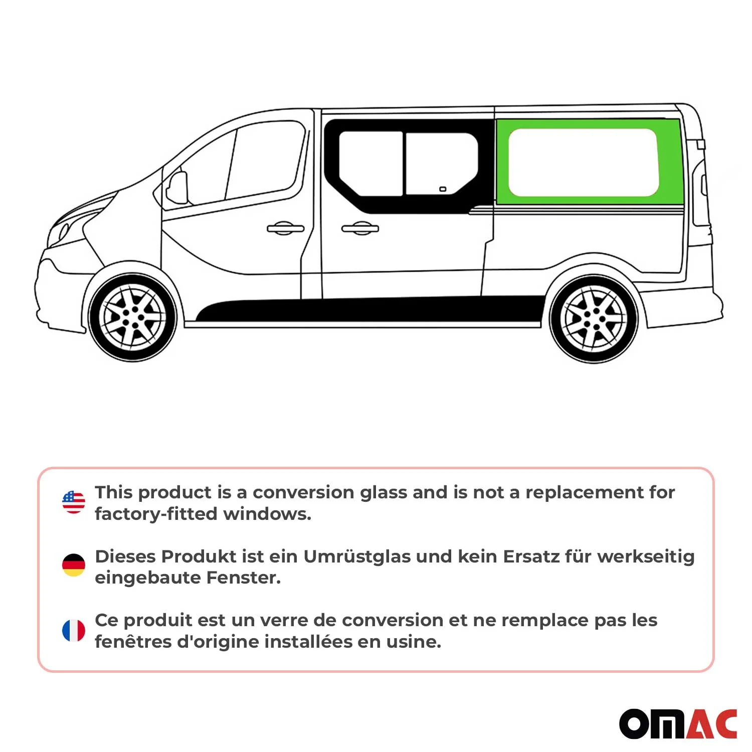 Seitenfenster Auto Fenster für Opel Vivaro A 2001-2014 Schwarz Rechts L2 - Image 2