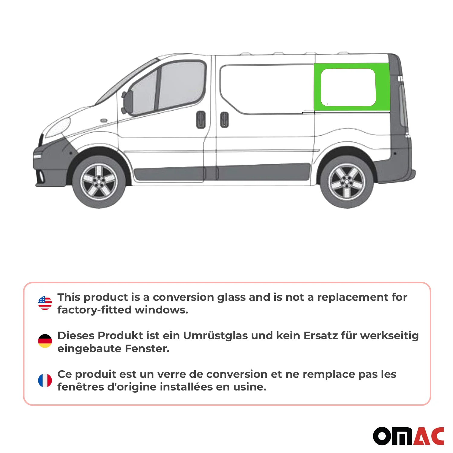 Seitenfenster Auto Fenster für Renault Trafic 2001-2014 Schwarz Links L1 - Image 2