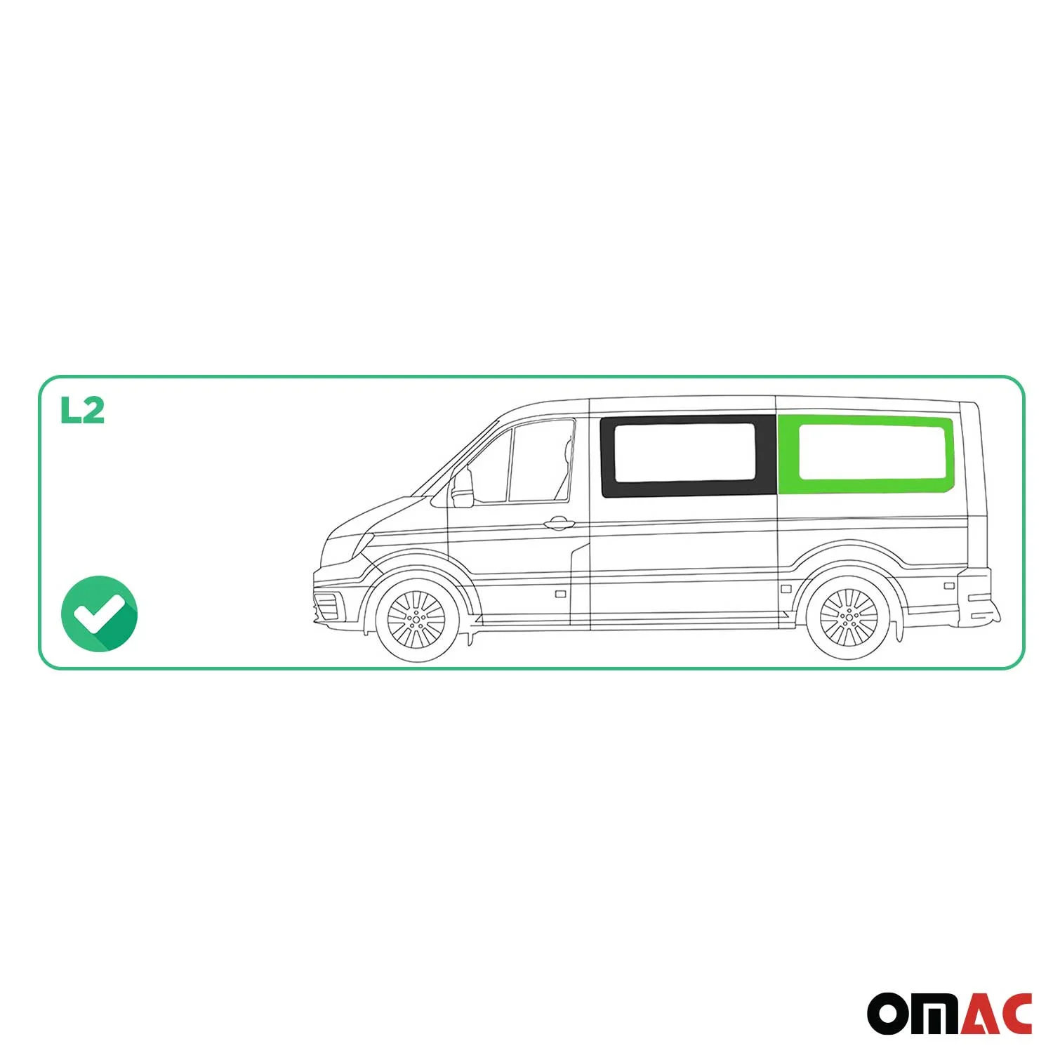 Seitenfenster Sicherheitsglas für VW Crafter 2017-2026 Auto Links L2 Schwarz - Image 3
