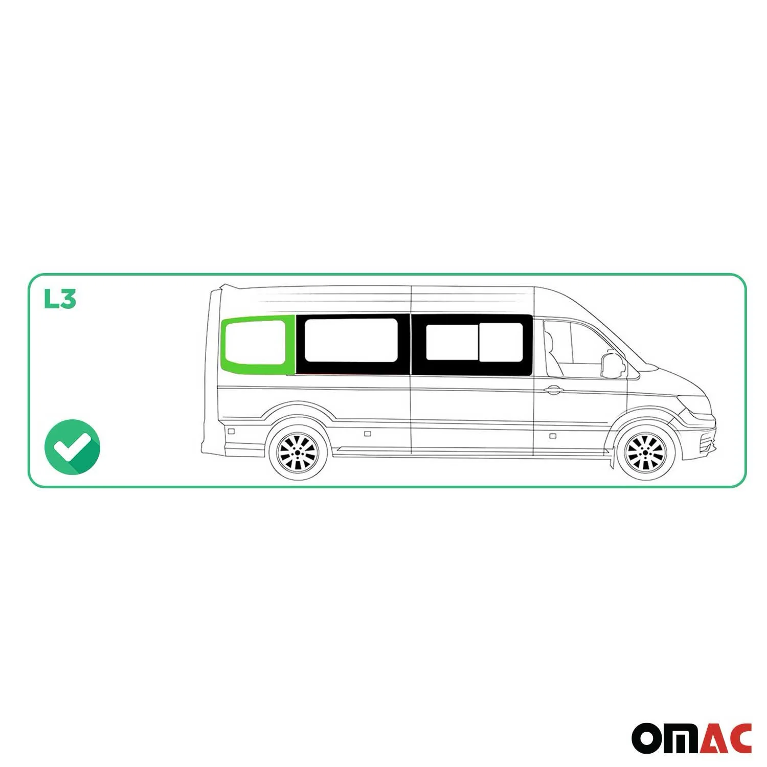 Seitenfenster Sicherheitsglas für VW Crafter 2017-2026 Auto Rechts L3 Schwarz - Image 3