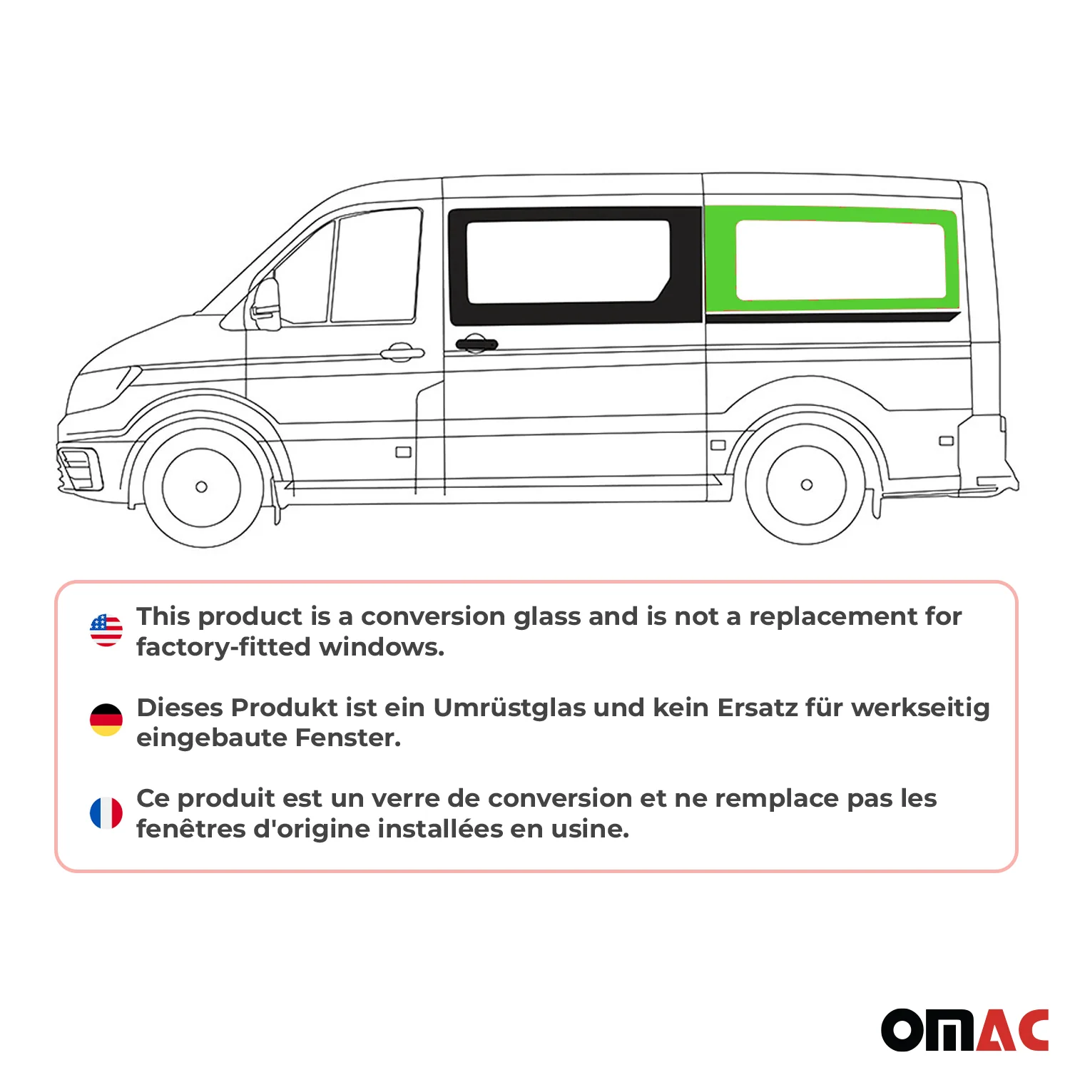 Seitenfenster Schiebetür für VW Crafter 2017-2026 Auto Fenster Links Auto L2 - Image 2