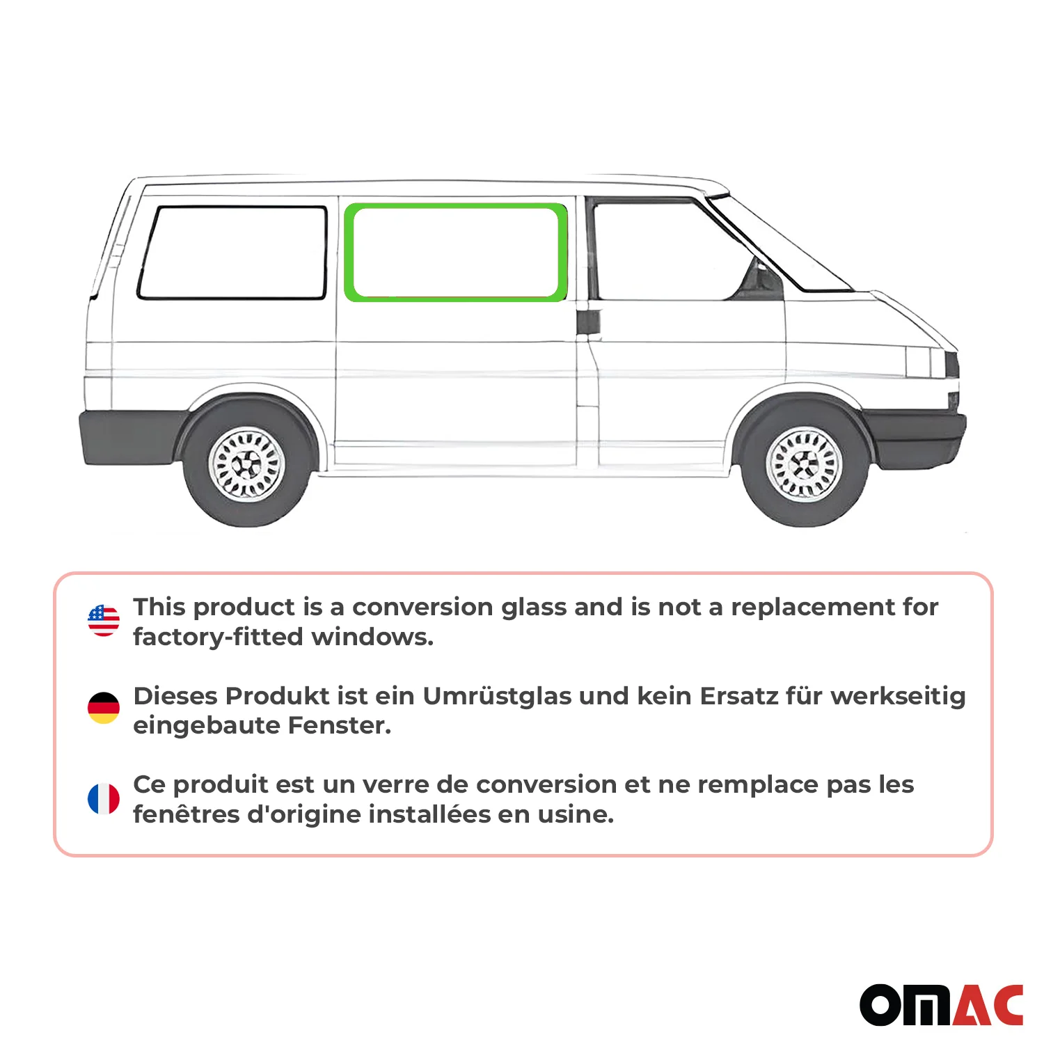 Seitenfenster Auto Fenster für VW T4 Transporter 1990-2003 Vorne Rechts L1 L2 - Image 2