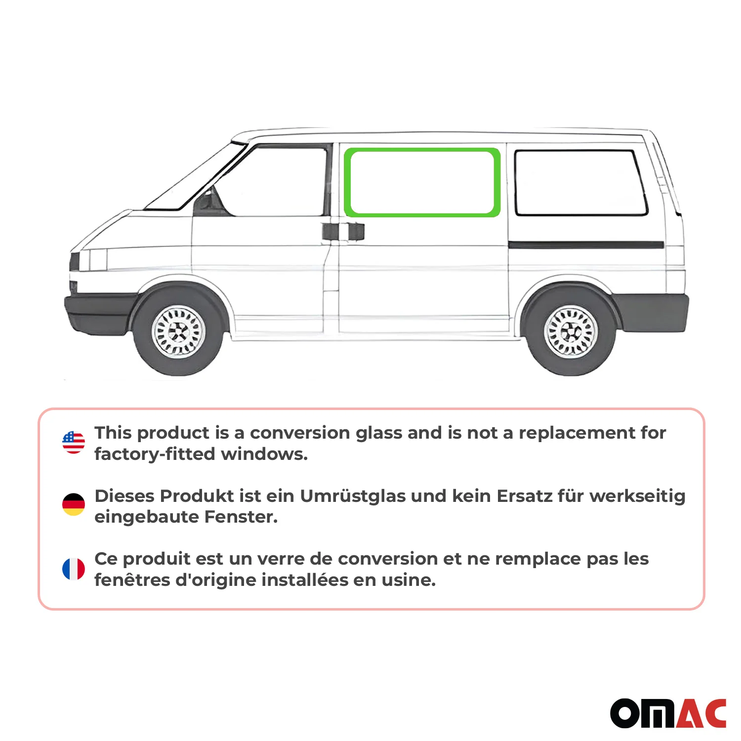 Seitenfenster Auto Fenster für VW T4 Transporter 1990-2003 Vorne Links L1 L2 - Image 2