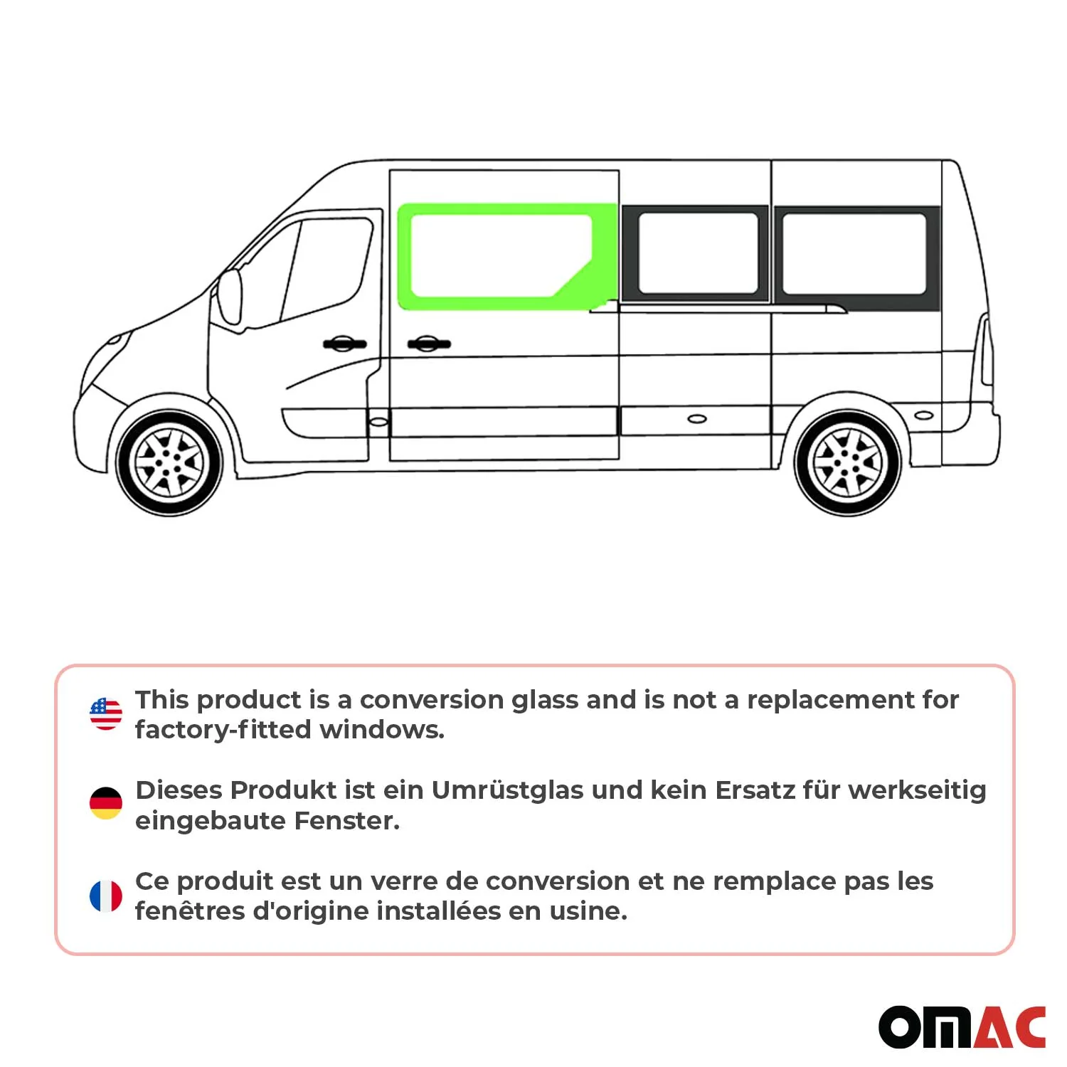 Seitenfenster Auto für Renault Master 2010-2024 Links Schiebetür L2 L3 L4 H2 - Image 2