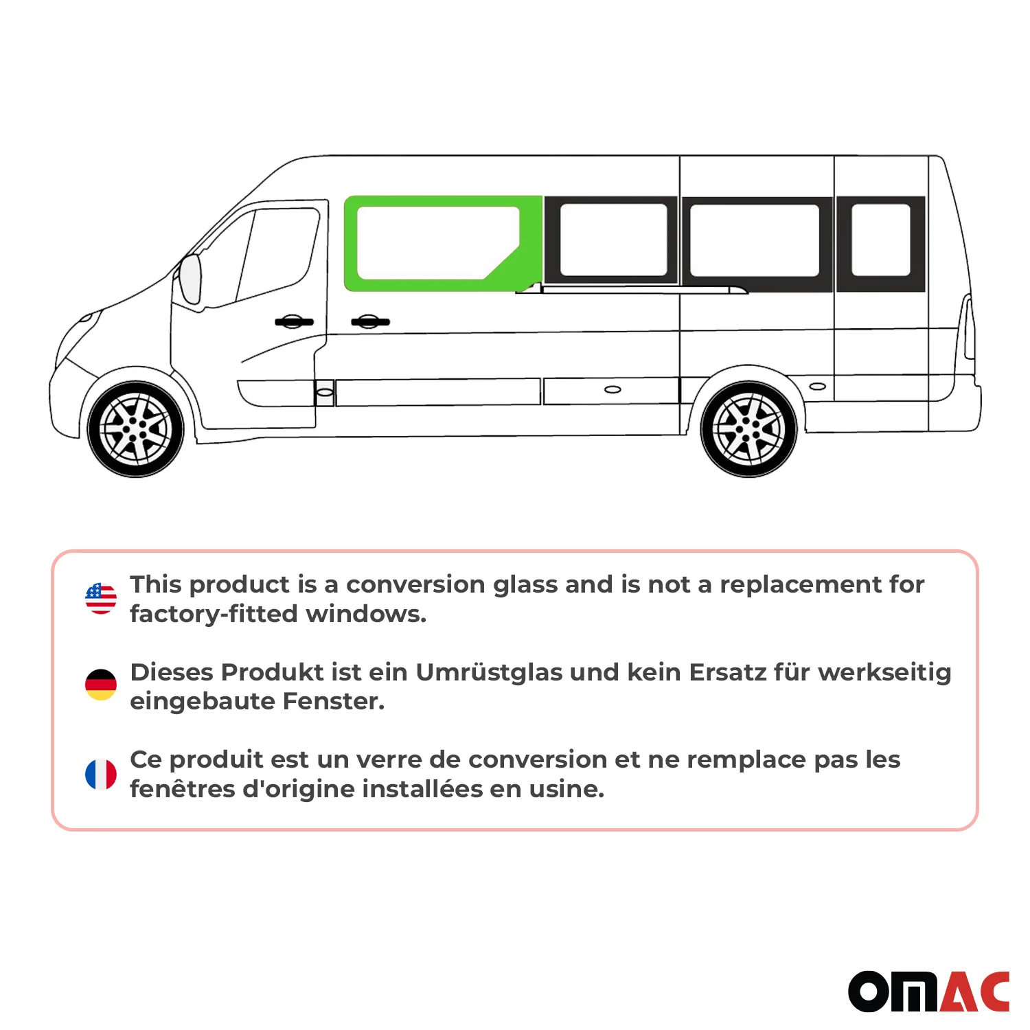 Seitenfenster Auto für Renault Master 2010-2024 Schiebetür Links L2 L3 L4 H2 - Image 2