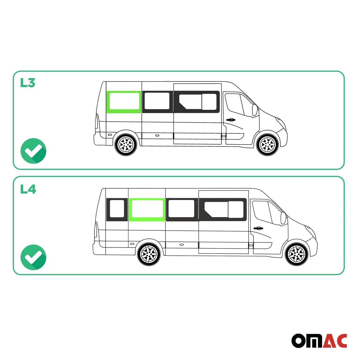 Seitenfenster Auto für Opel Movano 2010–2021 Rechts L3 Mittel L4 Mitte vorne - Image 3