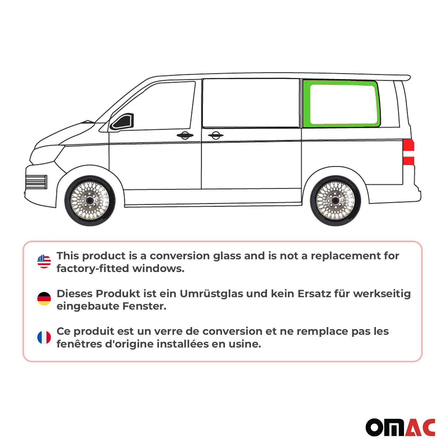 Seitenfenster Auto Seitenscheibe für VW T6 T6.1 2015-24 Links Schwarz L1 Kurzer - Image 2