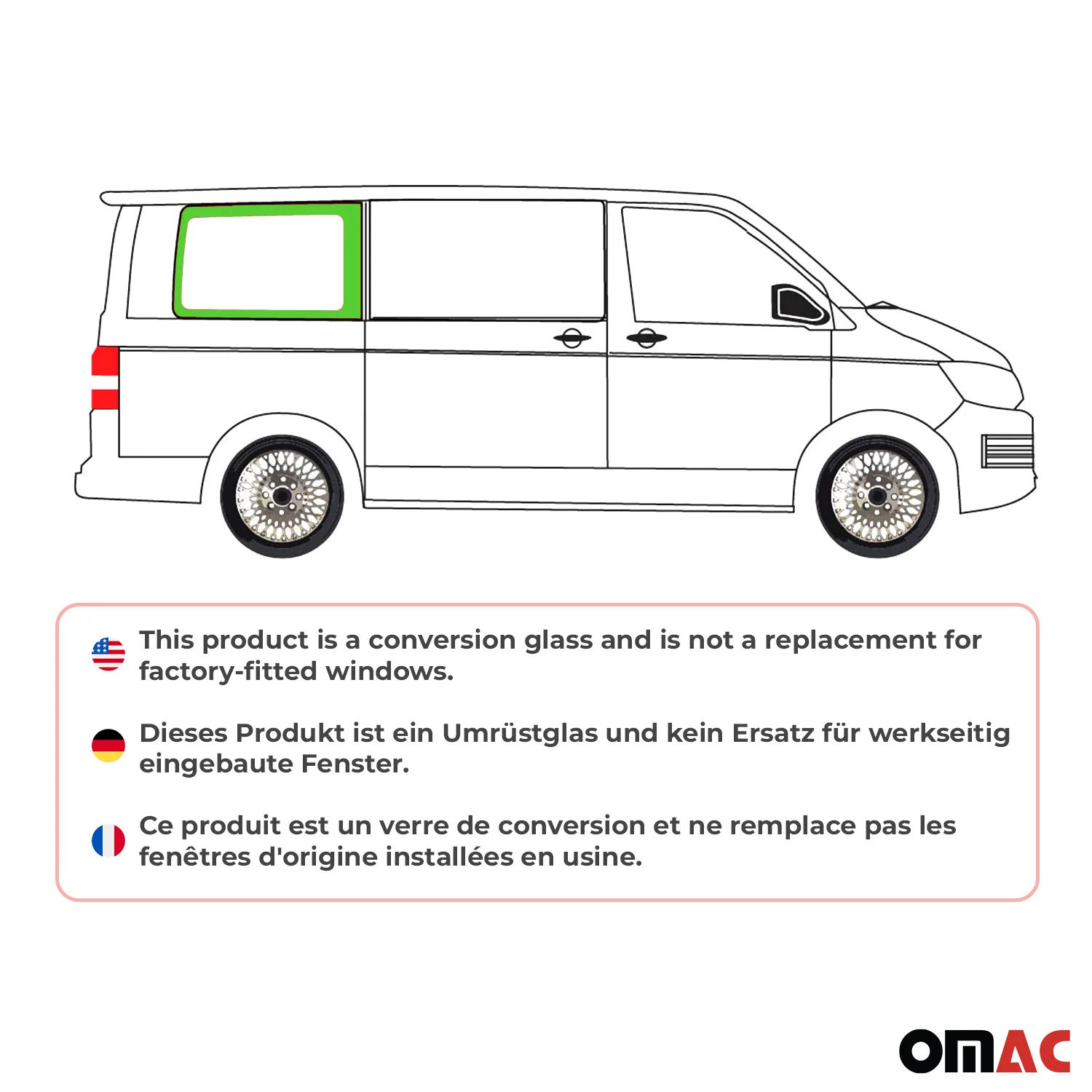 Seitenfenster Auto Seitenscheibe für VW T6 T6.1 2015-2024 Rechts L1 Kurzer - Image 2