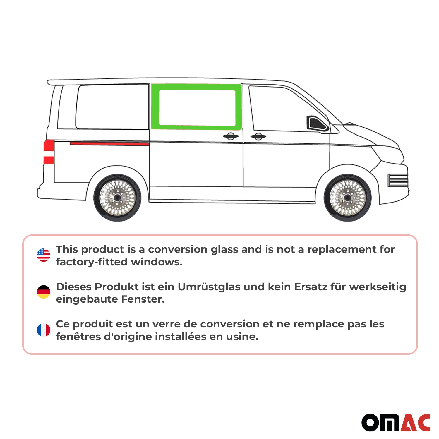 Seitenfenster Auto Seitenscheibe für VW T6 T6.1 2015-24 Rechts Schiebetür L1 L2 - Image 2