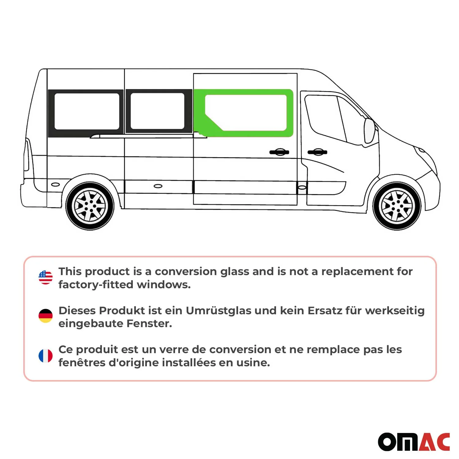 Seitenfenster Auto für Opel Movano 2010–2021 Schiebetür Rechts L2 L3 L4 H2 - Image 2
