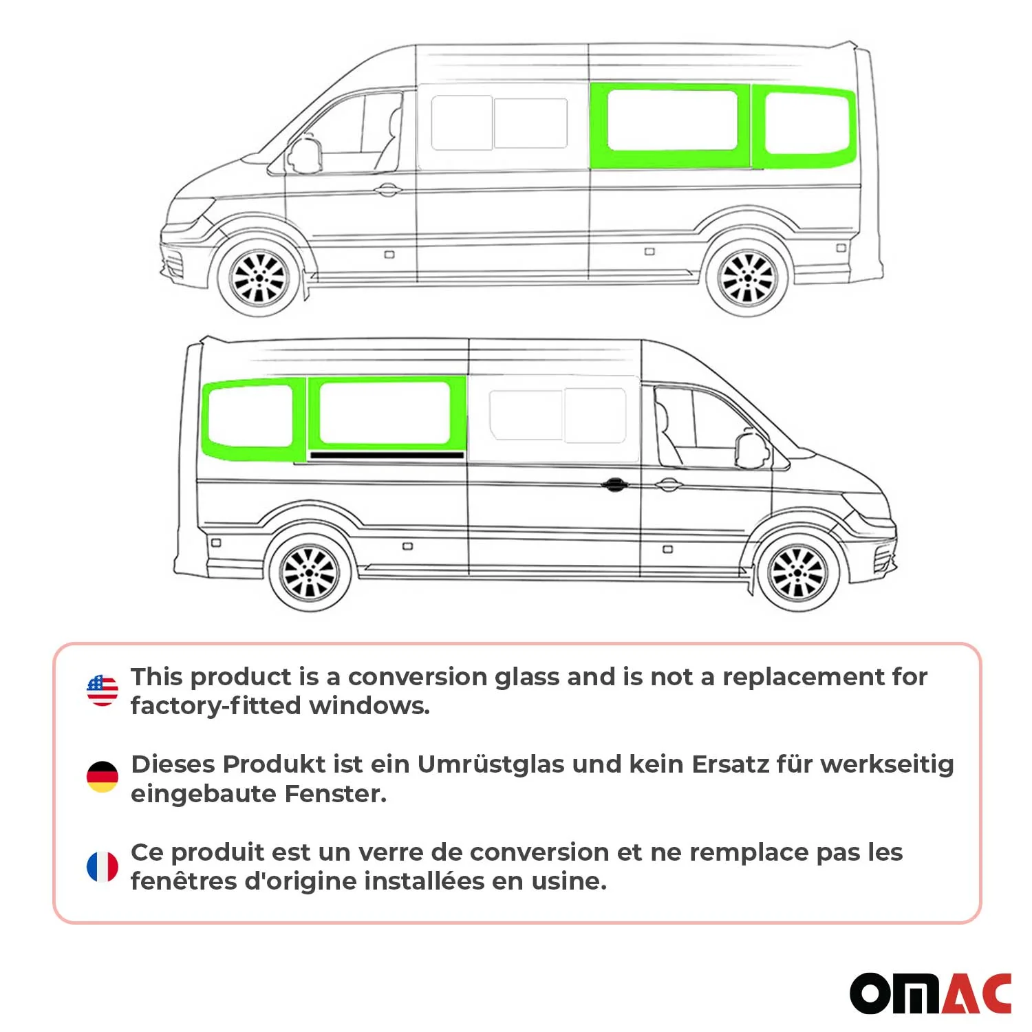 Seitenfenster Autoglas für VW Crafter 2017-2026 Links Rechts 4x SET L3 Langer - Image 2