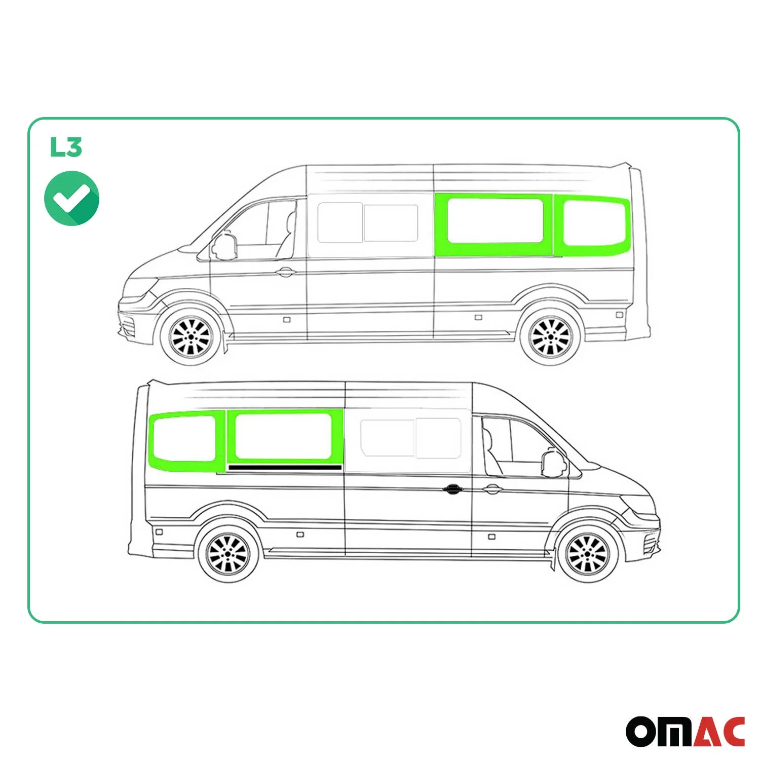Seitenfenster Autoglas für VW Crafter 2017-2026 Links Rechts 4x SET L3 Langer - Image 3