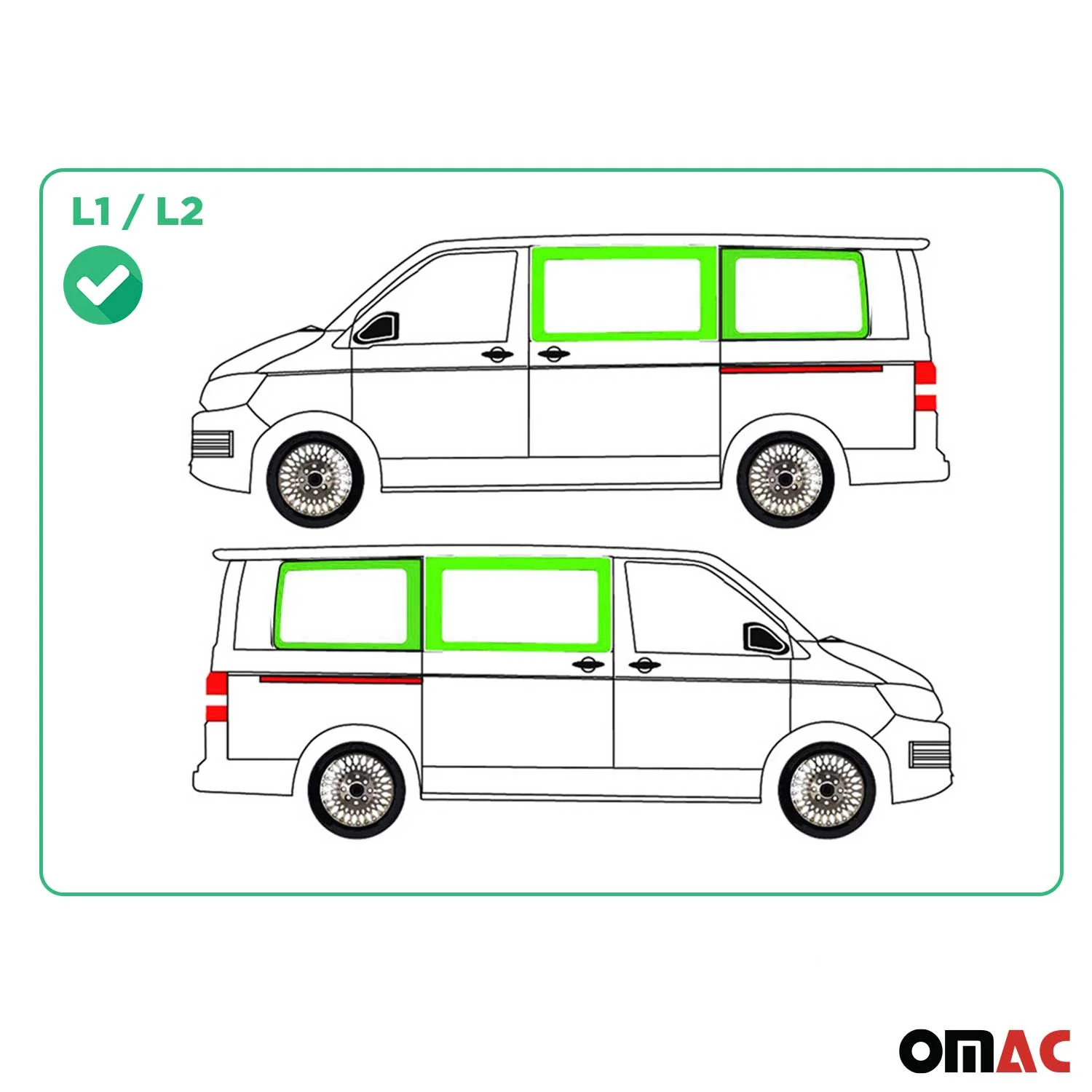 Seitenfenster Autoglas für VW T5 T6 2003-2024 Links Rechts 4x SET L1 Kurzer - Image 3