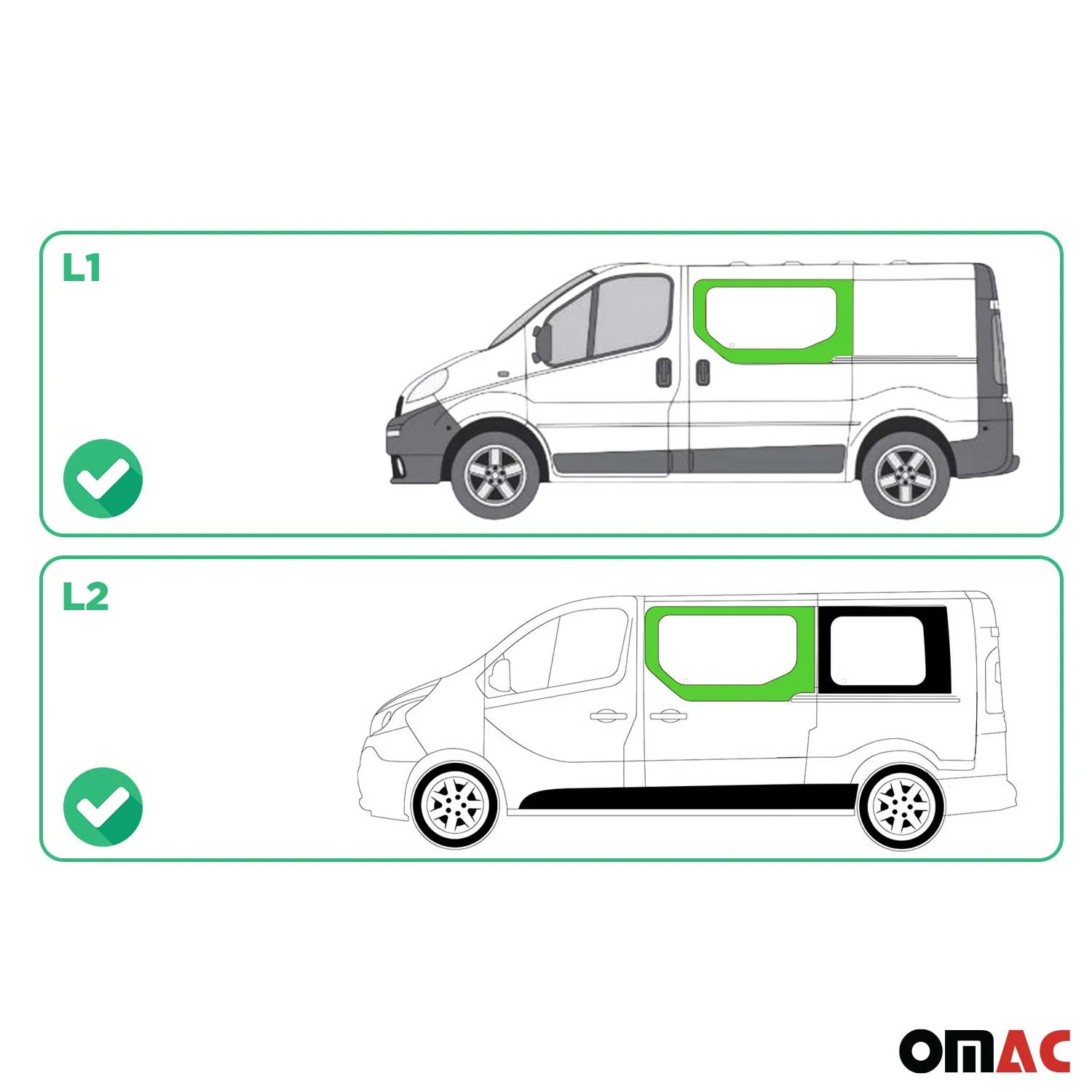 Seitenfenster für Opel Vivaro 2001-2014 L1 L2 Schwarz Auto Fenster Links - Image 3