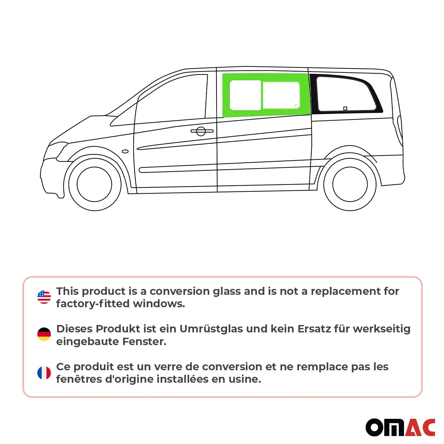 Seitenfenster Schiebefenster für Mercedes Vito W639 2003-14 Vorne Links L1 L2 L3 - Image 2