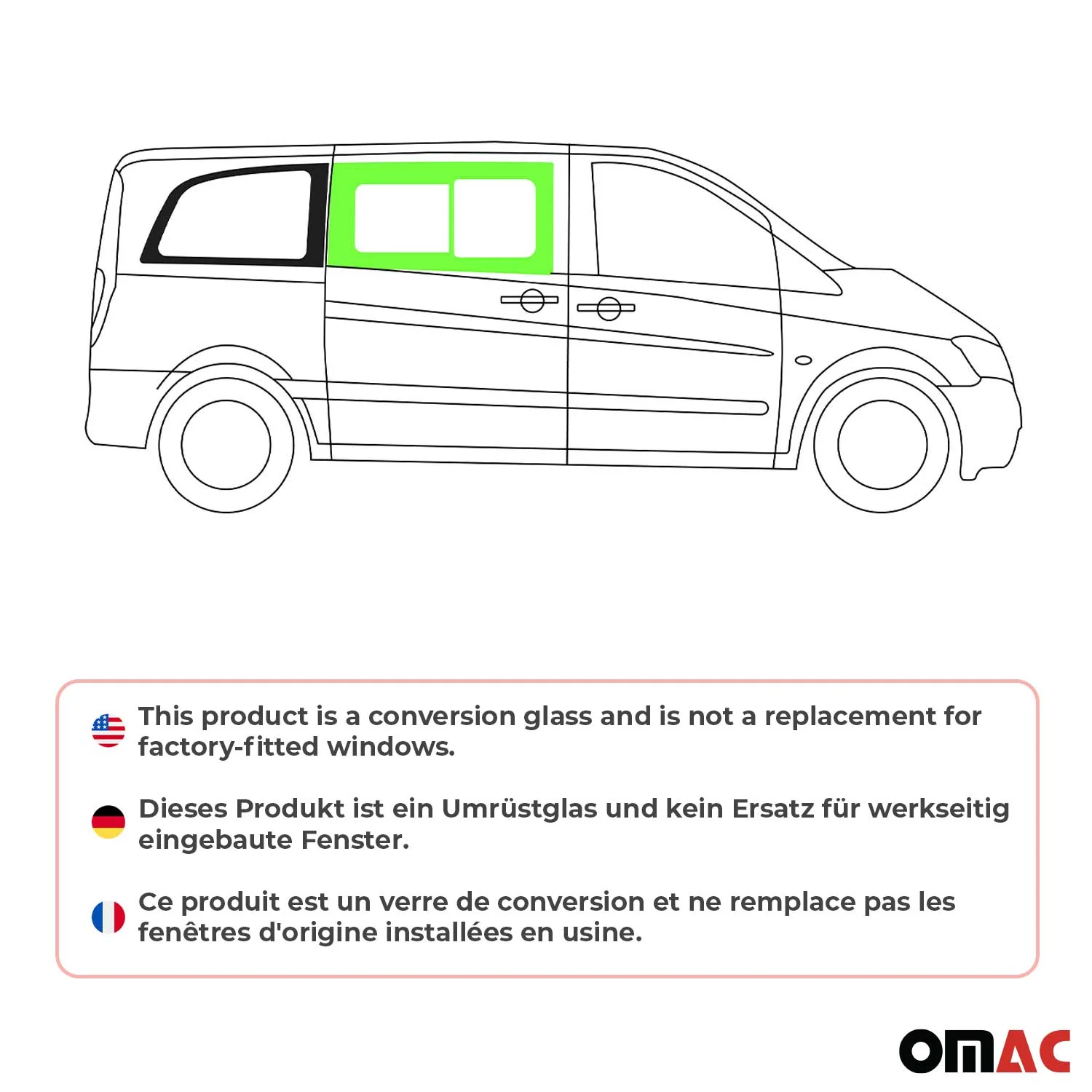 Schiebefenster Schiebetür für Mercedes Vito W639 2003-2014 Vorne Fenster Rechts - Image 2