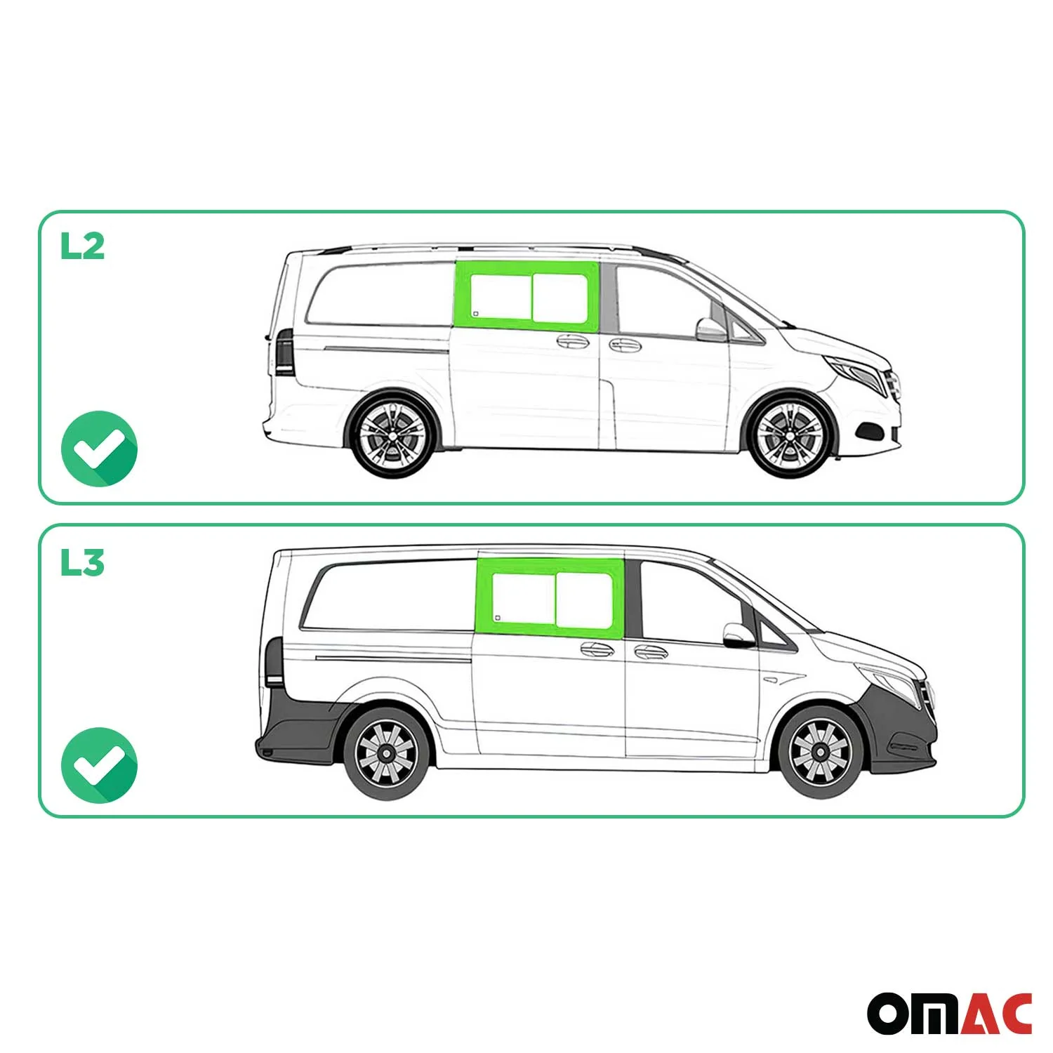 Seitenfenster Schiebefenster für Mercedes Vito W447 2014-2026 Rechts L2 L3 - Image 3