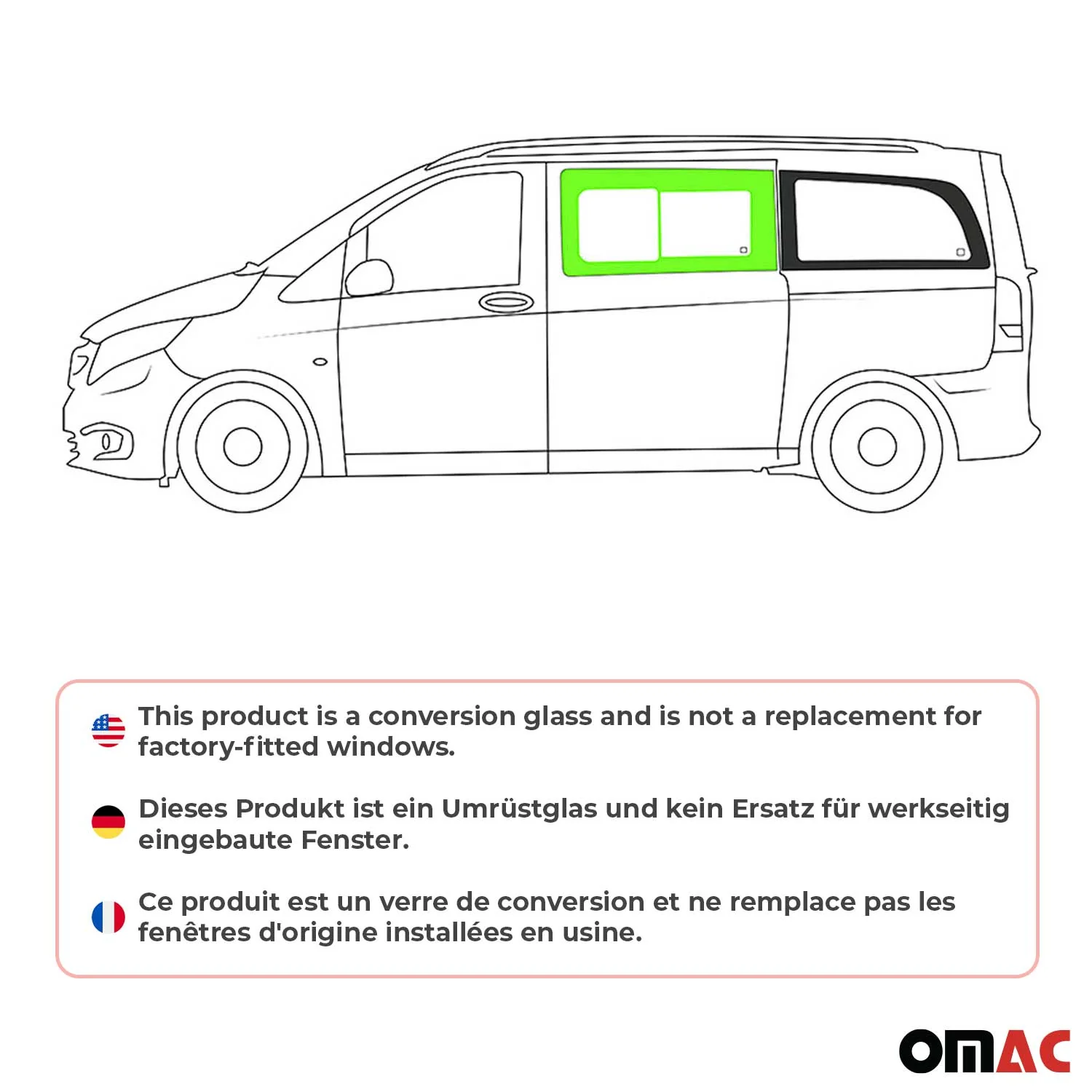 Seitenfenster Schiebefenster für Mercedes Vito W447 2014-2026 Links Auto L2 L3 - Image 2